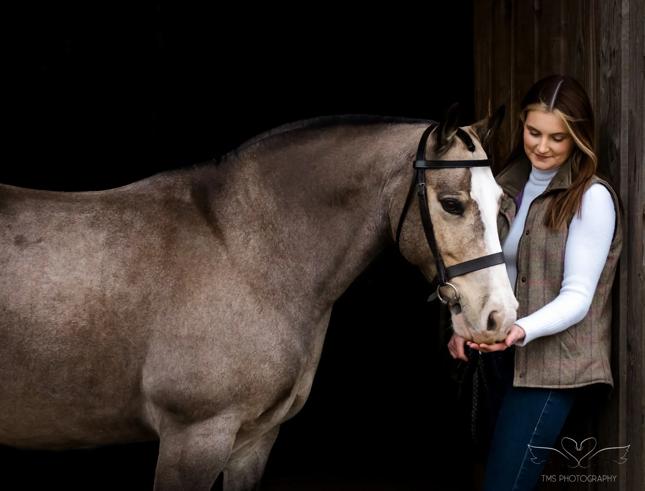 Holly with Del-Boy in the barn