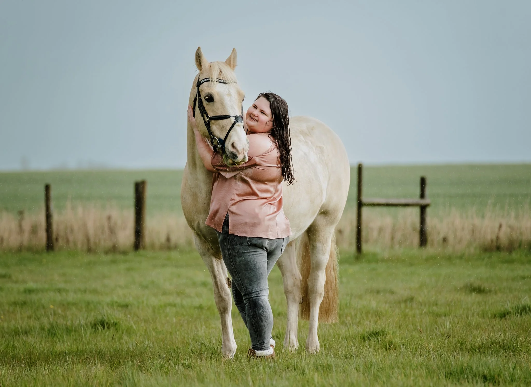 Natural horse photography session in the rain
