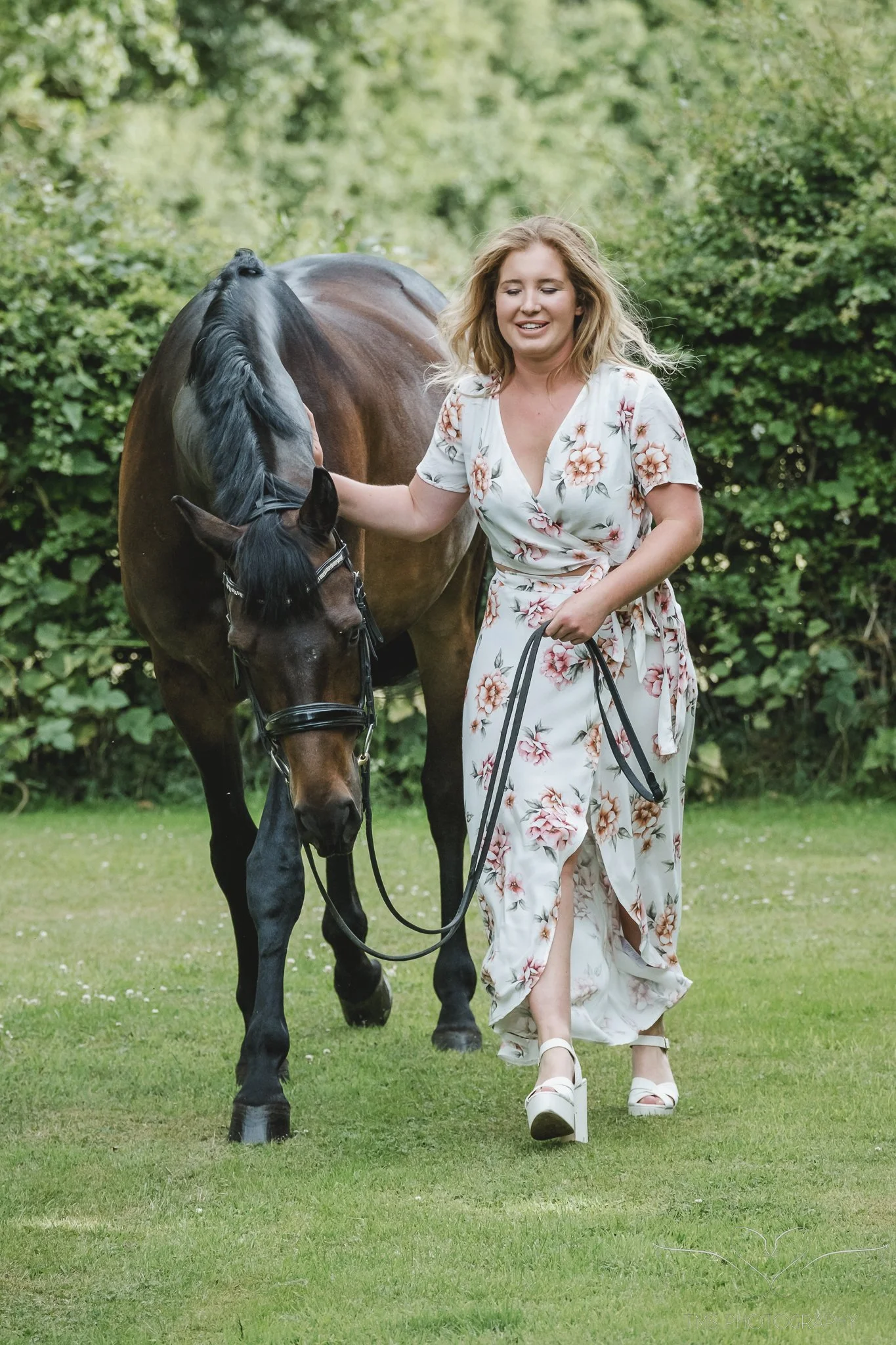 Professional dressage rider with her trained horse Heaven