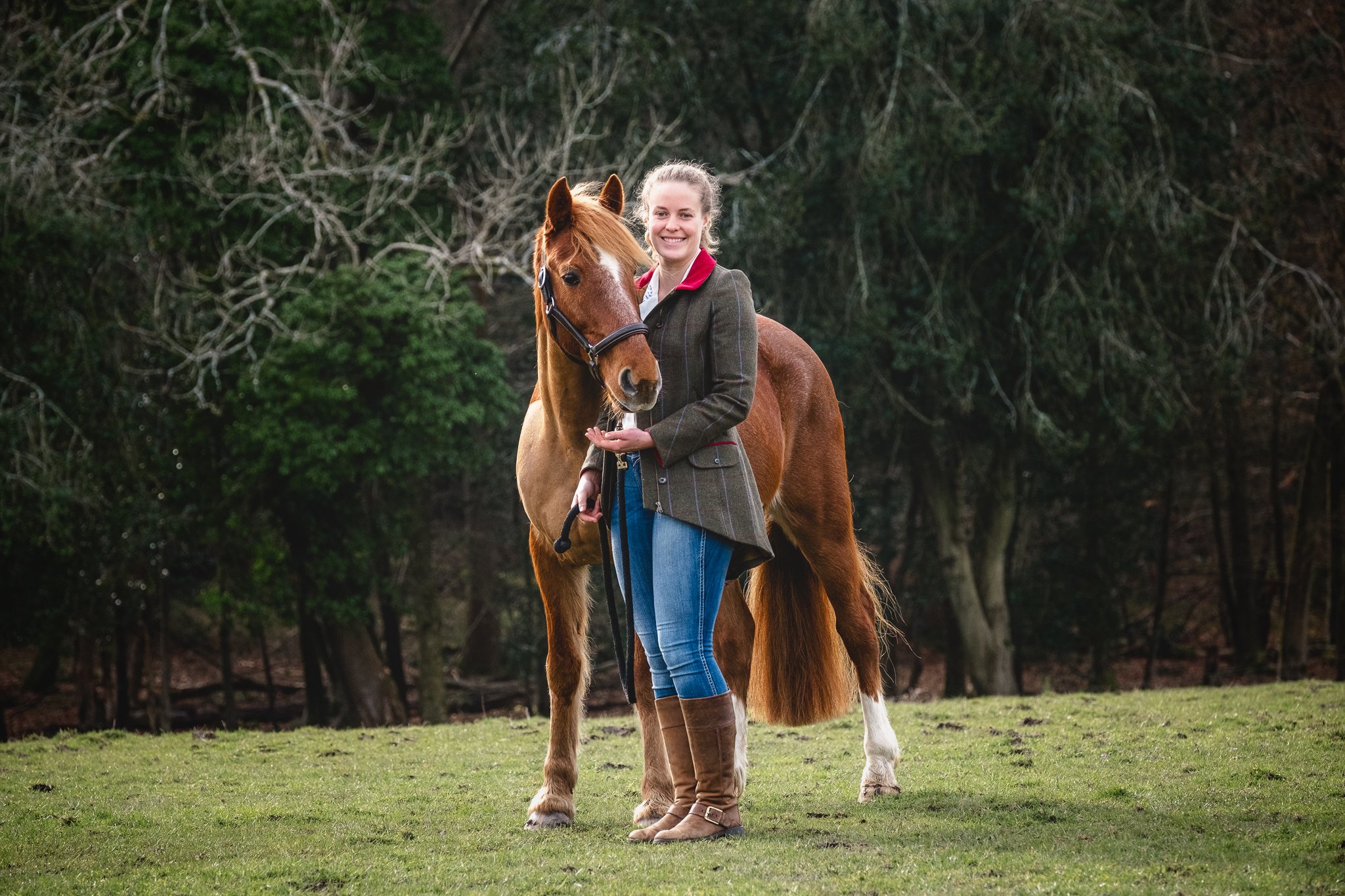 Country style equine photography tweed outfit