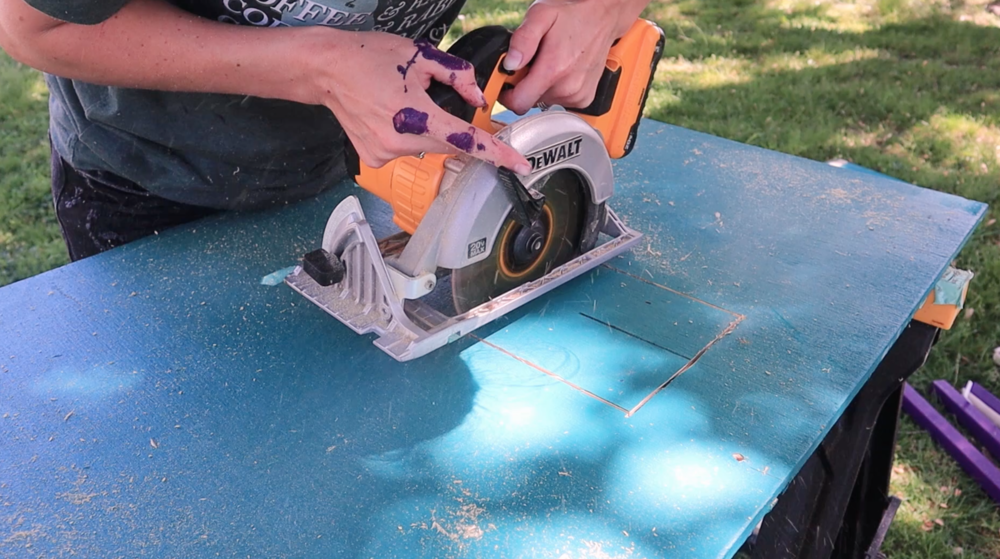 Make plunge cuts with a circular saw to create the burrow hole