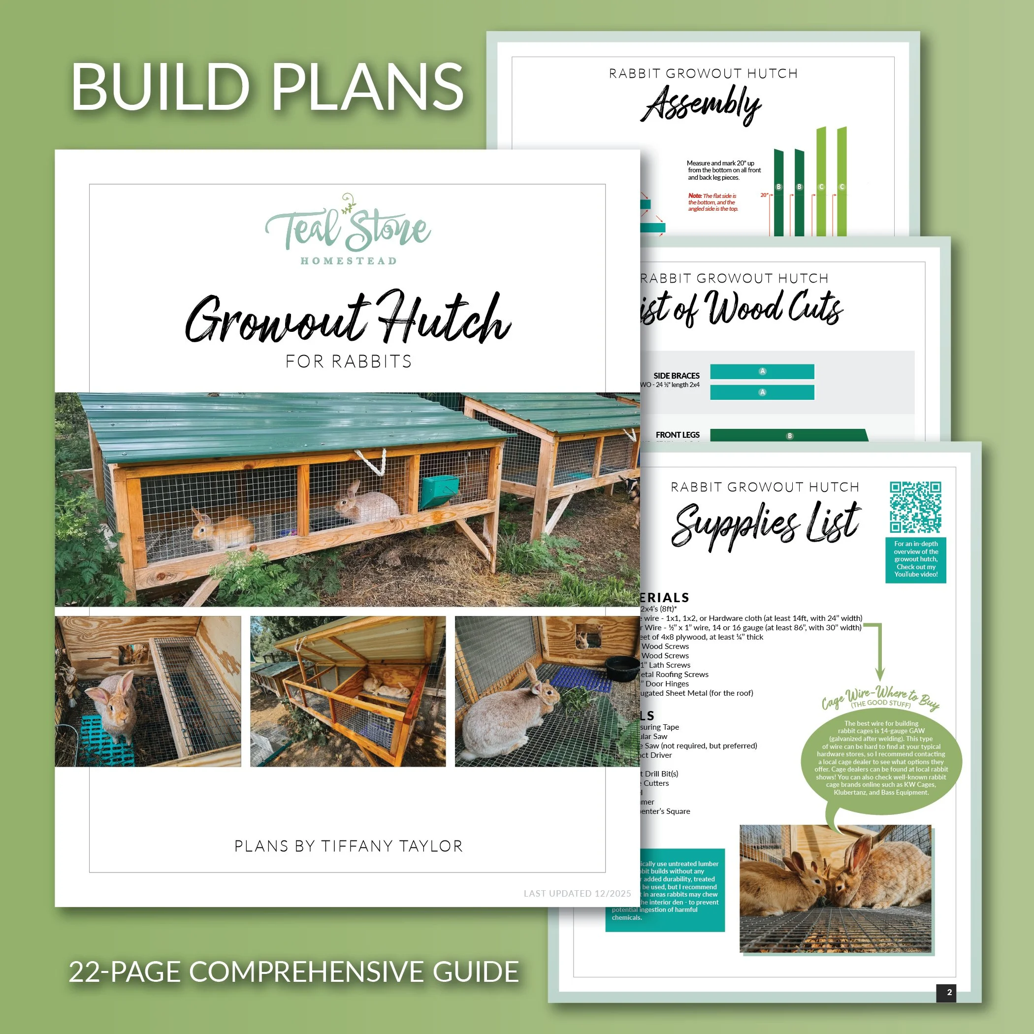 BUILD PLANS - Teal Stone Growout Hutch for Rabbits