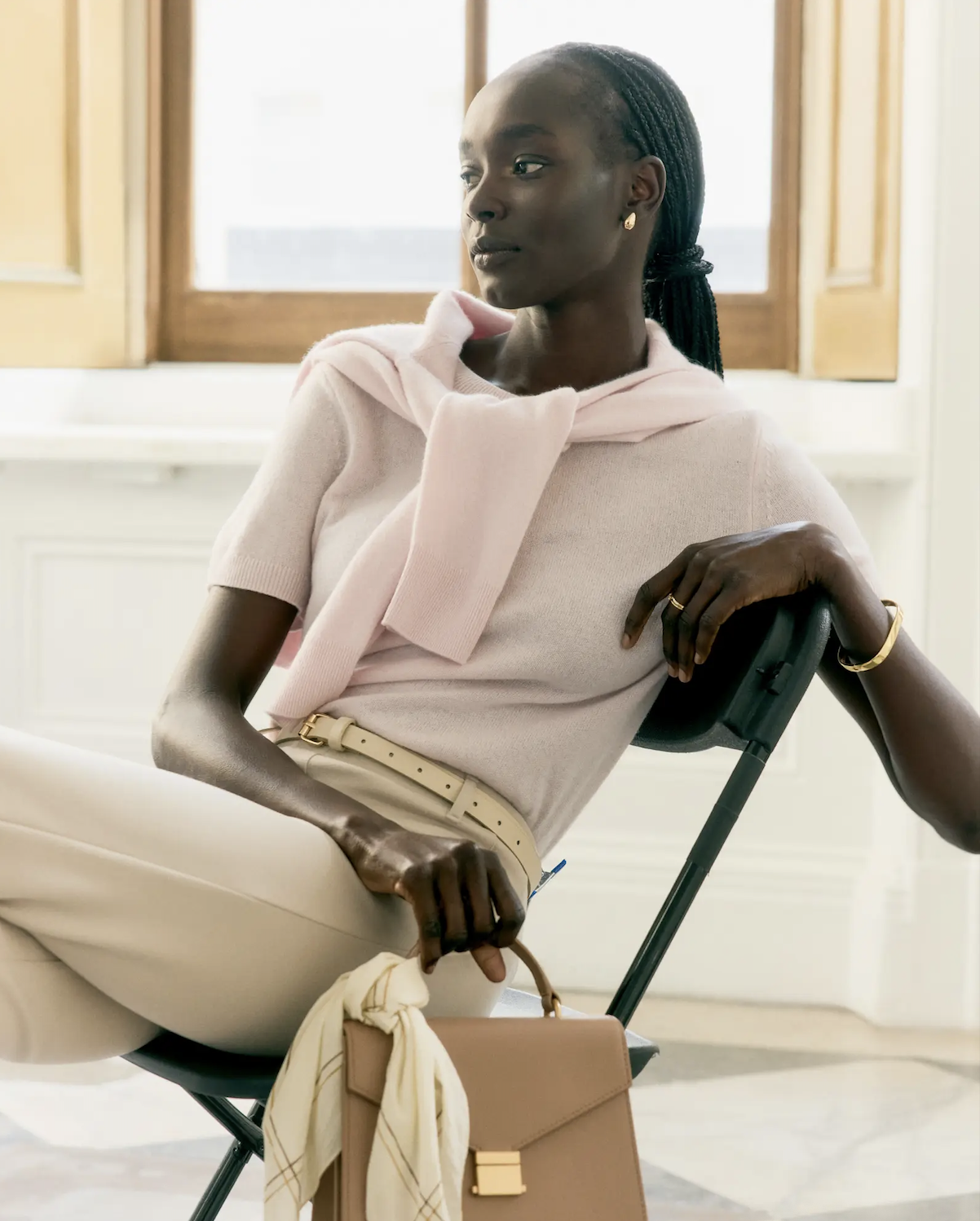 San Francisco based hair and makeup artist Angela Shippen with Quince; commercial natural makeup for a luxury fashion campaign.