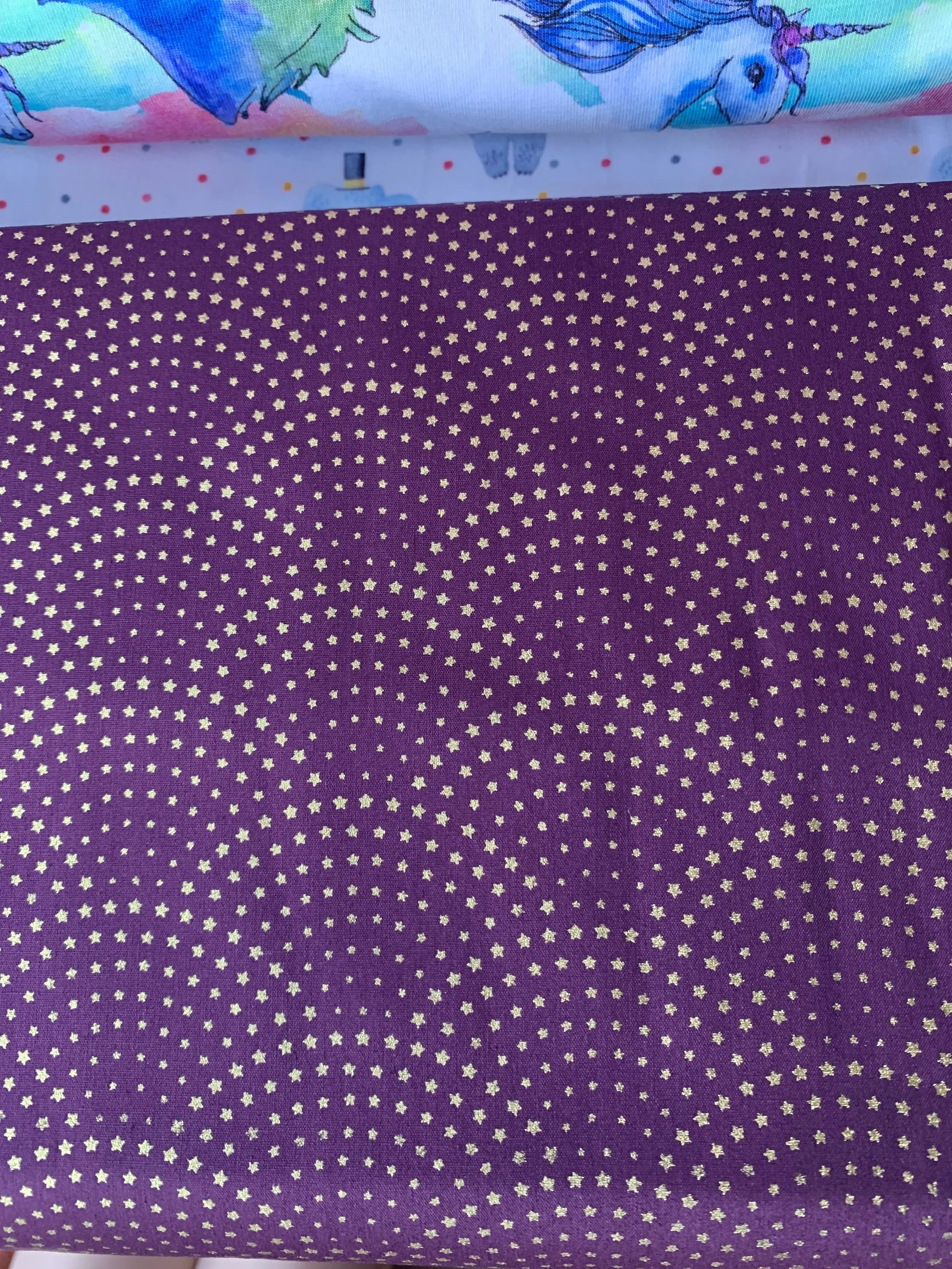 Aubergine Stars - Woven Cotton