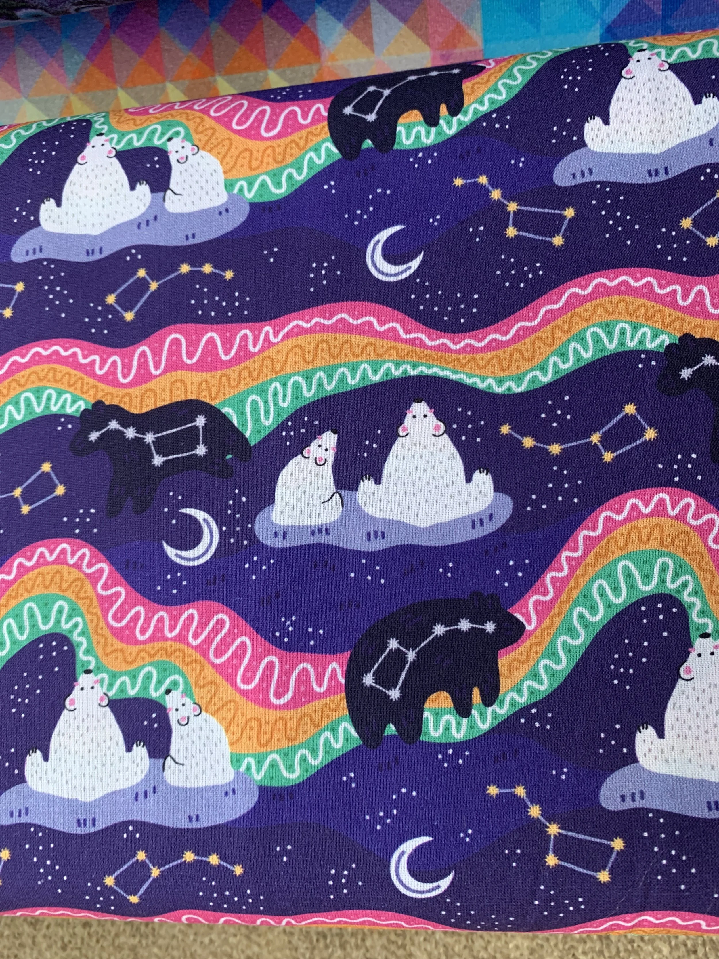 Starry Night Polar Bears Woven Cotton