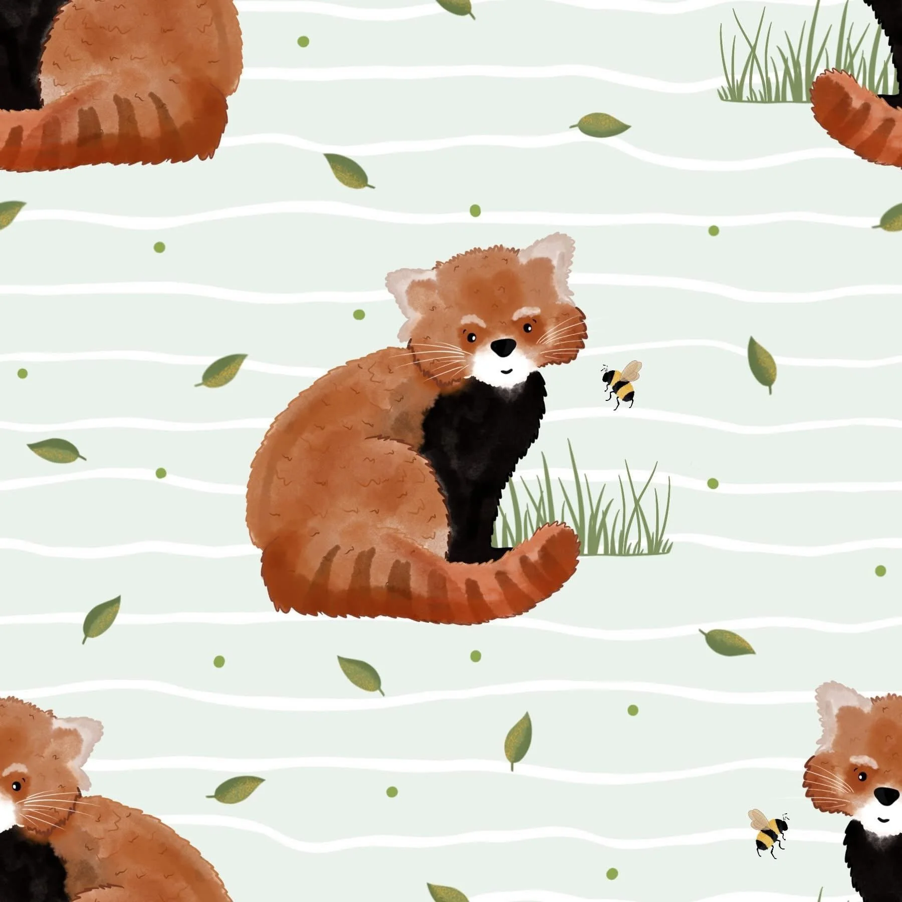 Red panda - bamboo Lycra