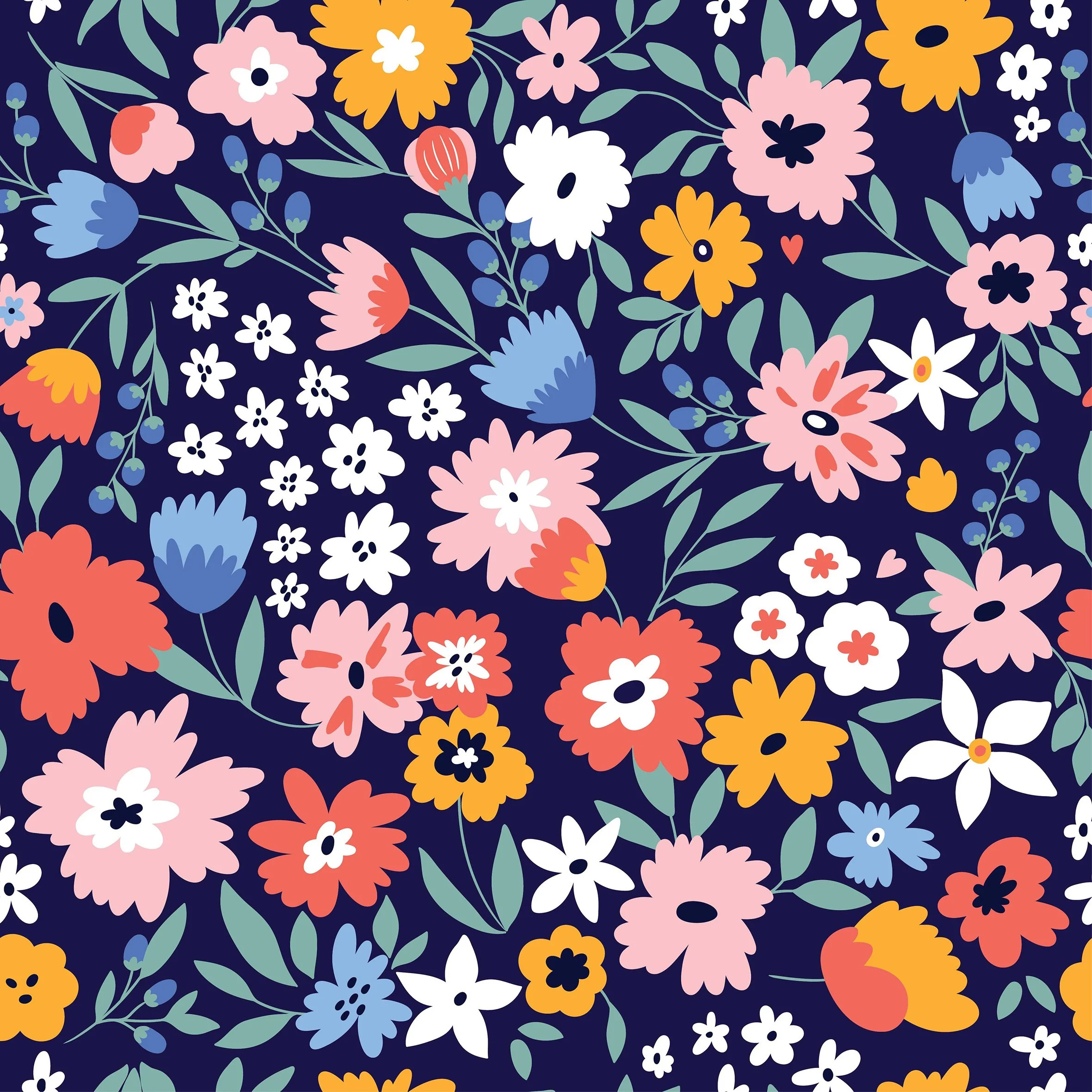 Pretty florals on Navy