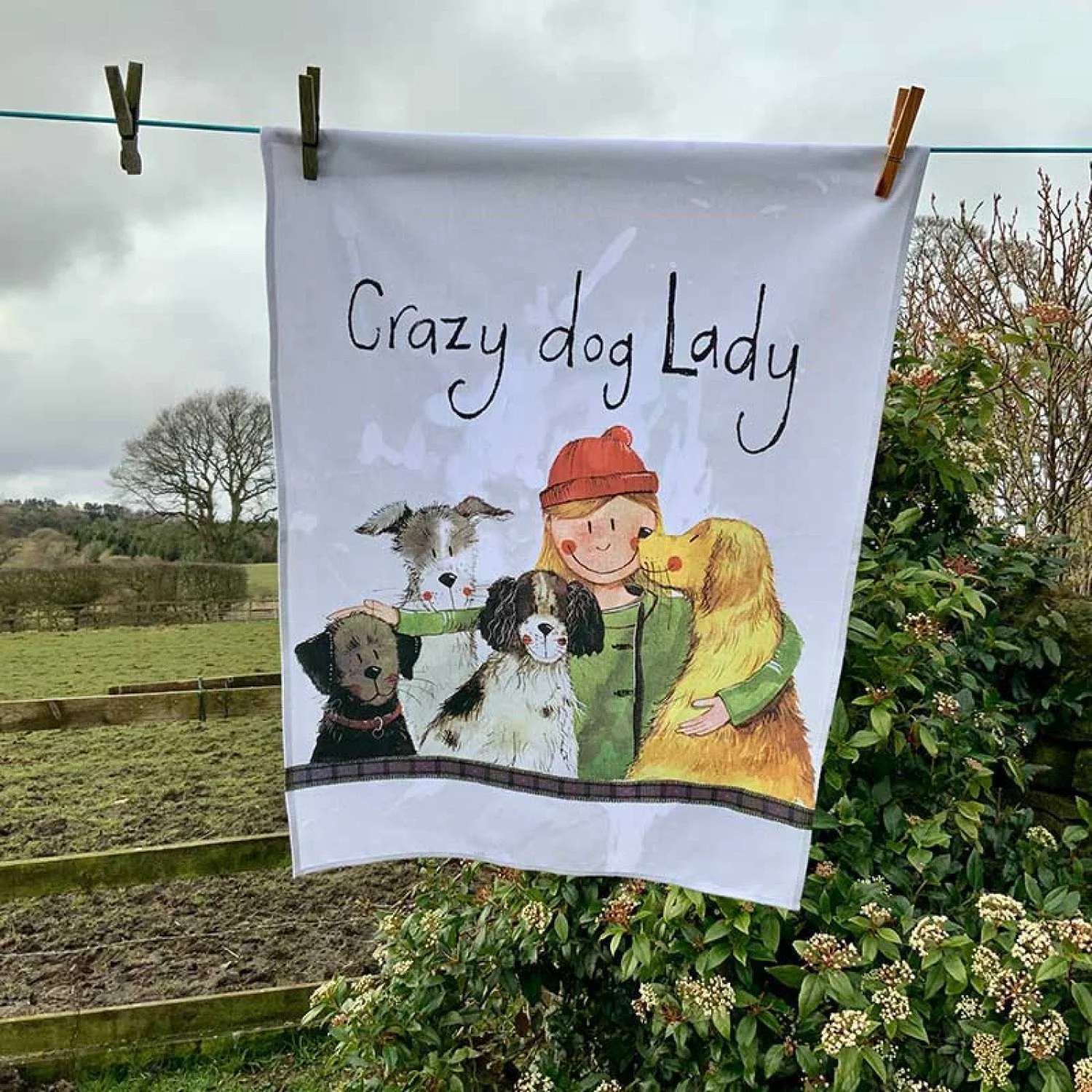 Alex Clark Tea Towel - Crazy Dog Lady - 100% Cotton