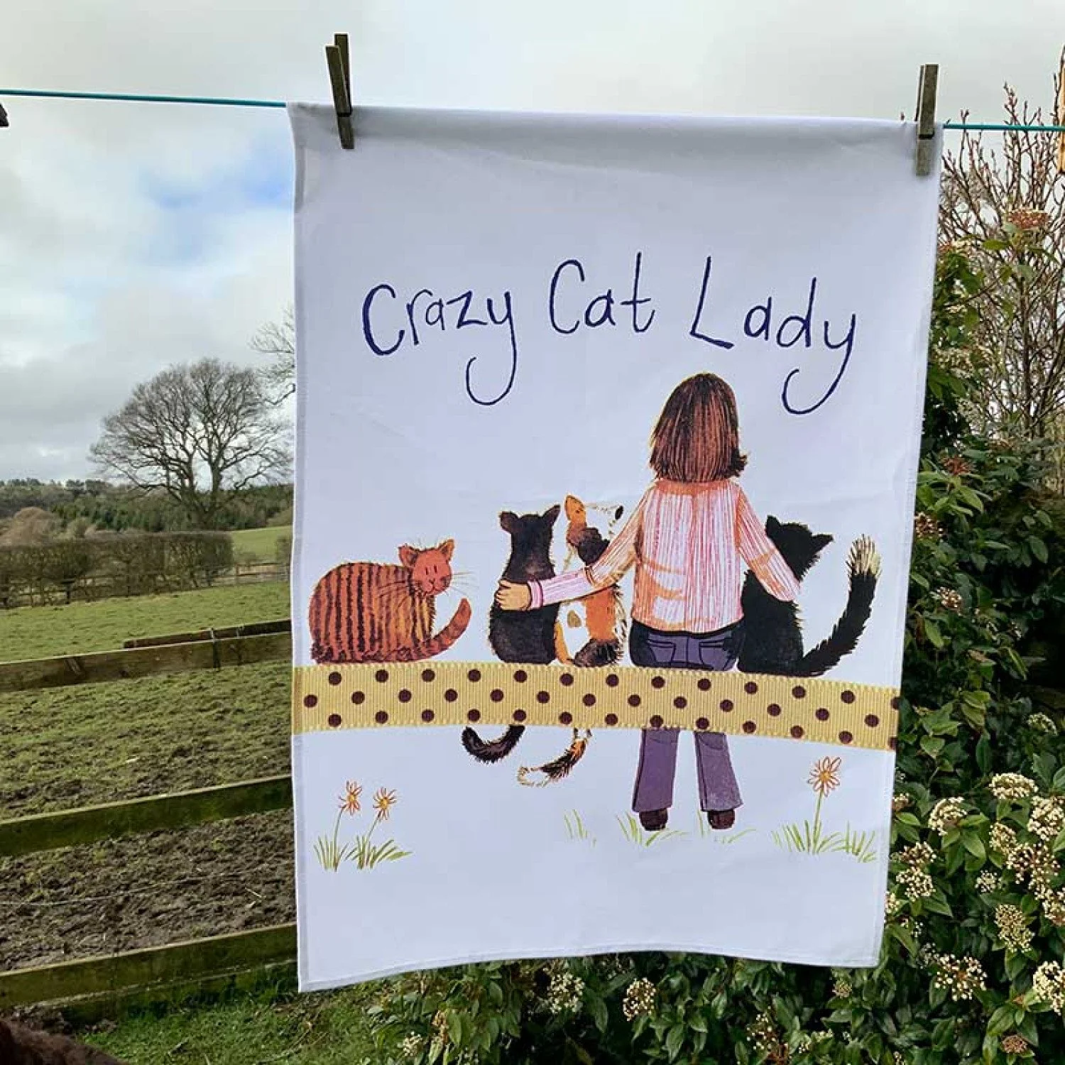 Alex Clark Tea Towel - Crazy Cat Lady - 100% Cotton