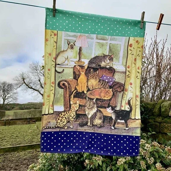 Alex Clark Tea Towel - Cat House - 100% Cotton
