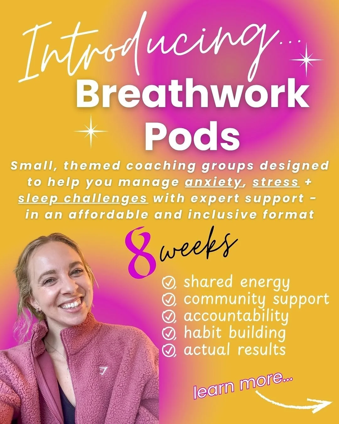 Ok so this is BIG NEWS from me as I officially launch coaching pods - a new, accessible and affordable way to access in-depth breathwork coaching 🫁

EARLY BIRD PRICE OF &pound;500 ends Friday 14th!! 💸 
 The first pod starts on Nov 26th 6-7pm live s