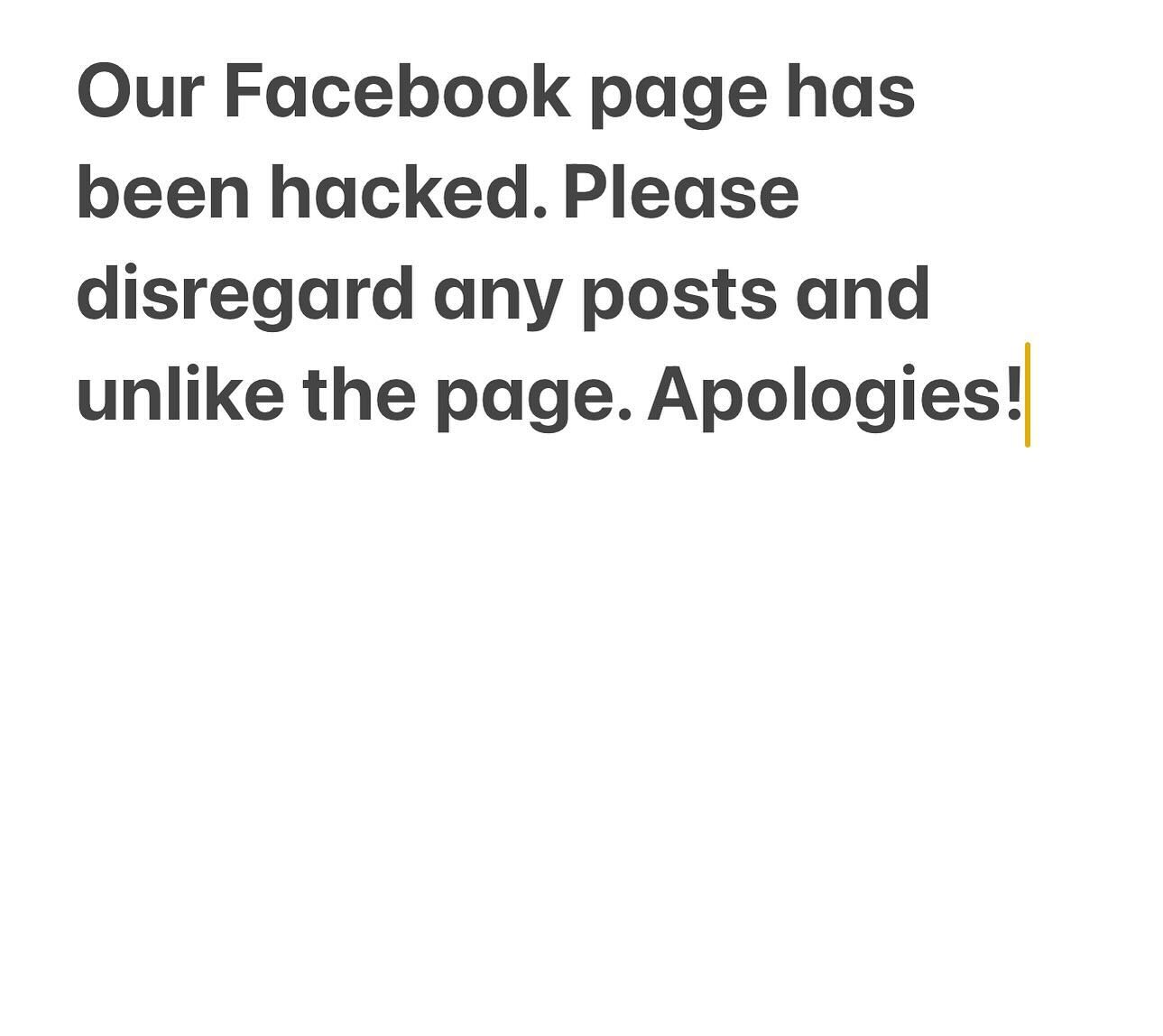Our Facebook business page has been hacked! Please disregard all posts! Thanks for your understanding 😫 Our instagram is still us! Thanks! -Niki