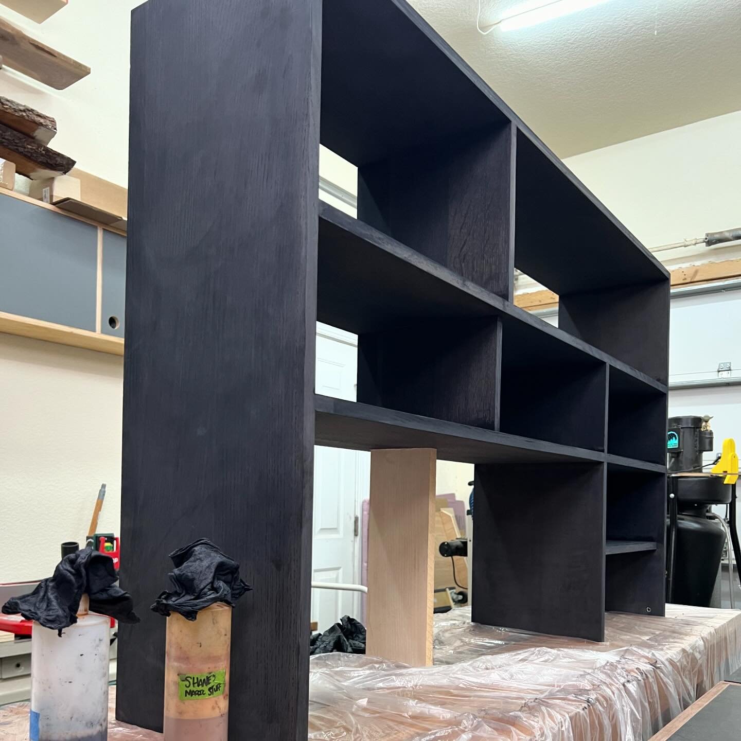 The white oak cabinets are looking quite a bit darker today. The process of ebonizing this took almost two days but it was well worth it. The deep, rich blacks are the best I&rsquo;ve been able to achieve through ebonization. Can&rsquo;t wait to shar