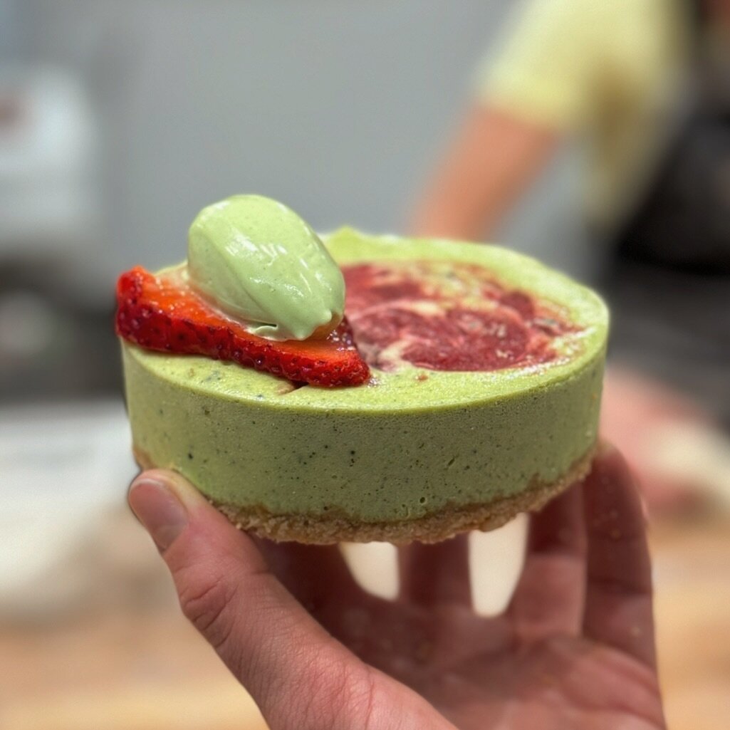 Matcha strawberry cheesecake in the cooler today &amp; tomorrow 💚💚