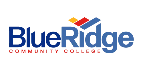 Blue Ridge Community College logo with stylized mountains in red, yellow, and orange above the text.