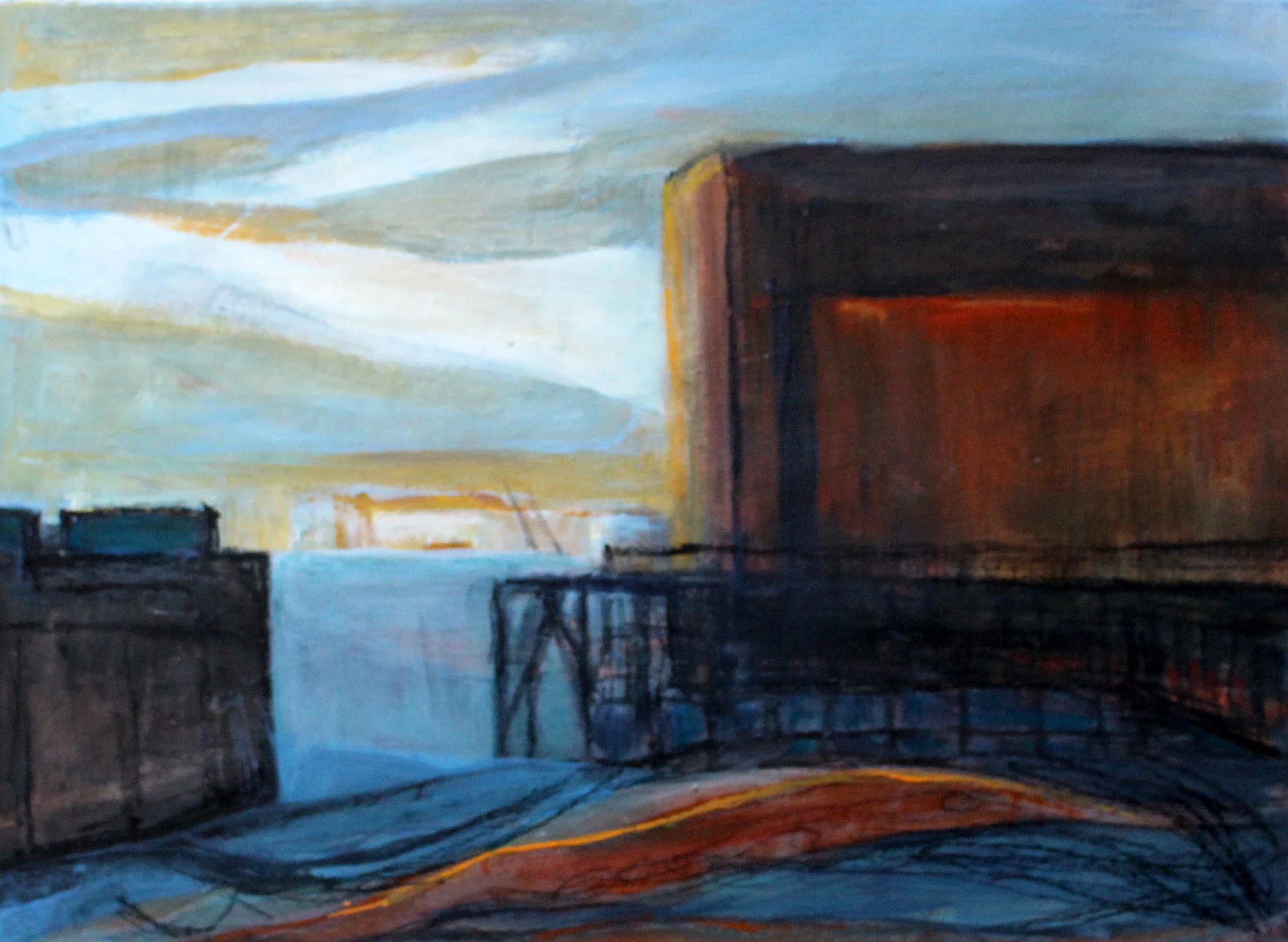 Thames at Rotherhithe, Acrylic, £500 (framed)