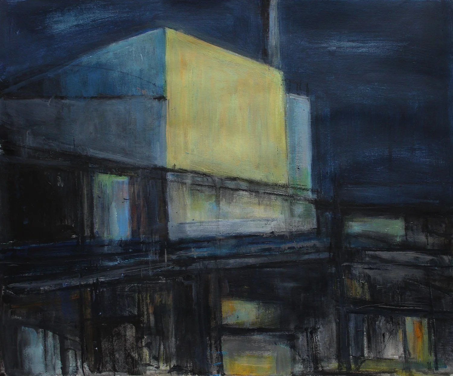 Recyling plant from train #2 2021 Acrylic painting 70 x 60 cm £450 Framed SOLD