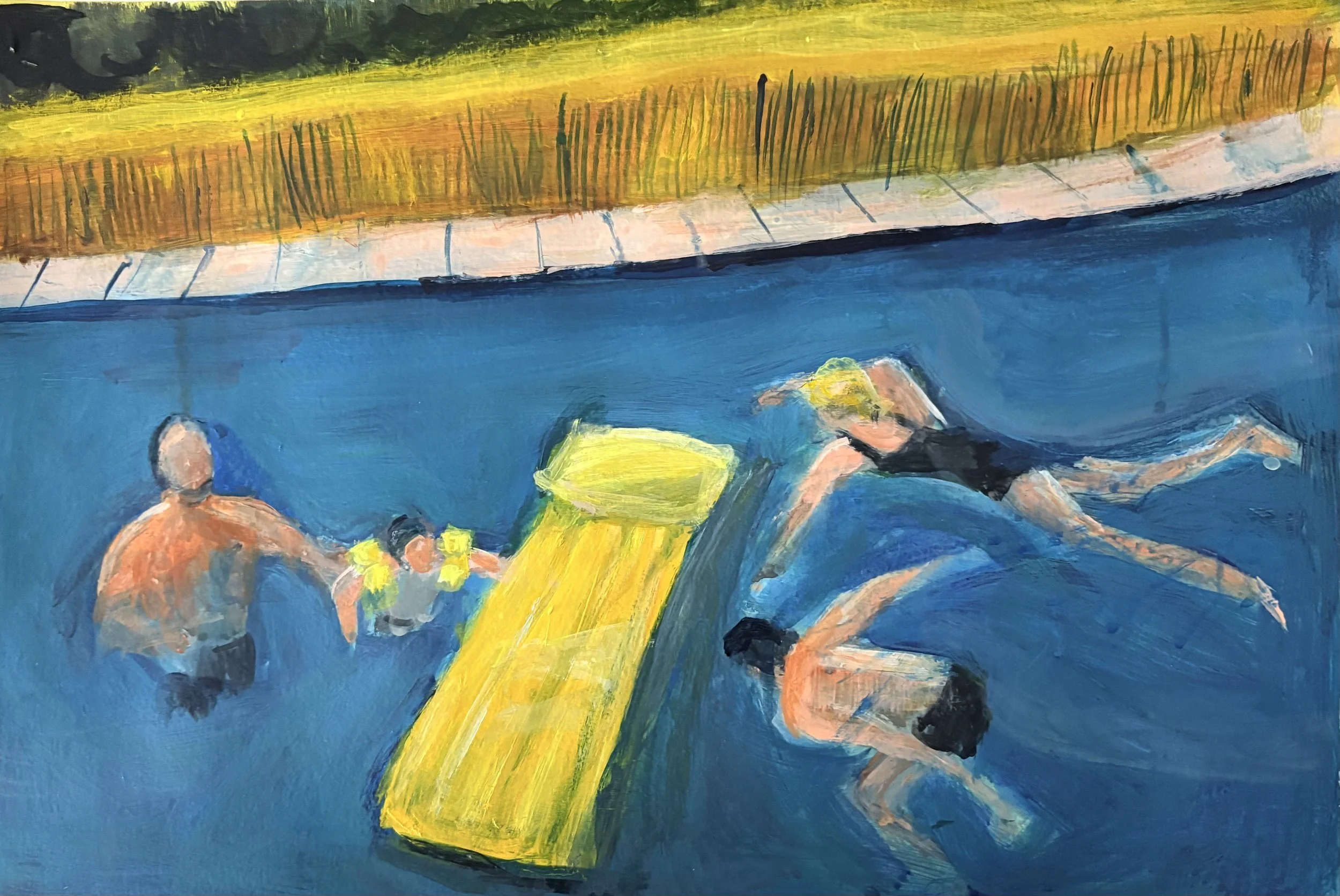 Yellow lilo, Acrylic painting on paper, £500