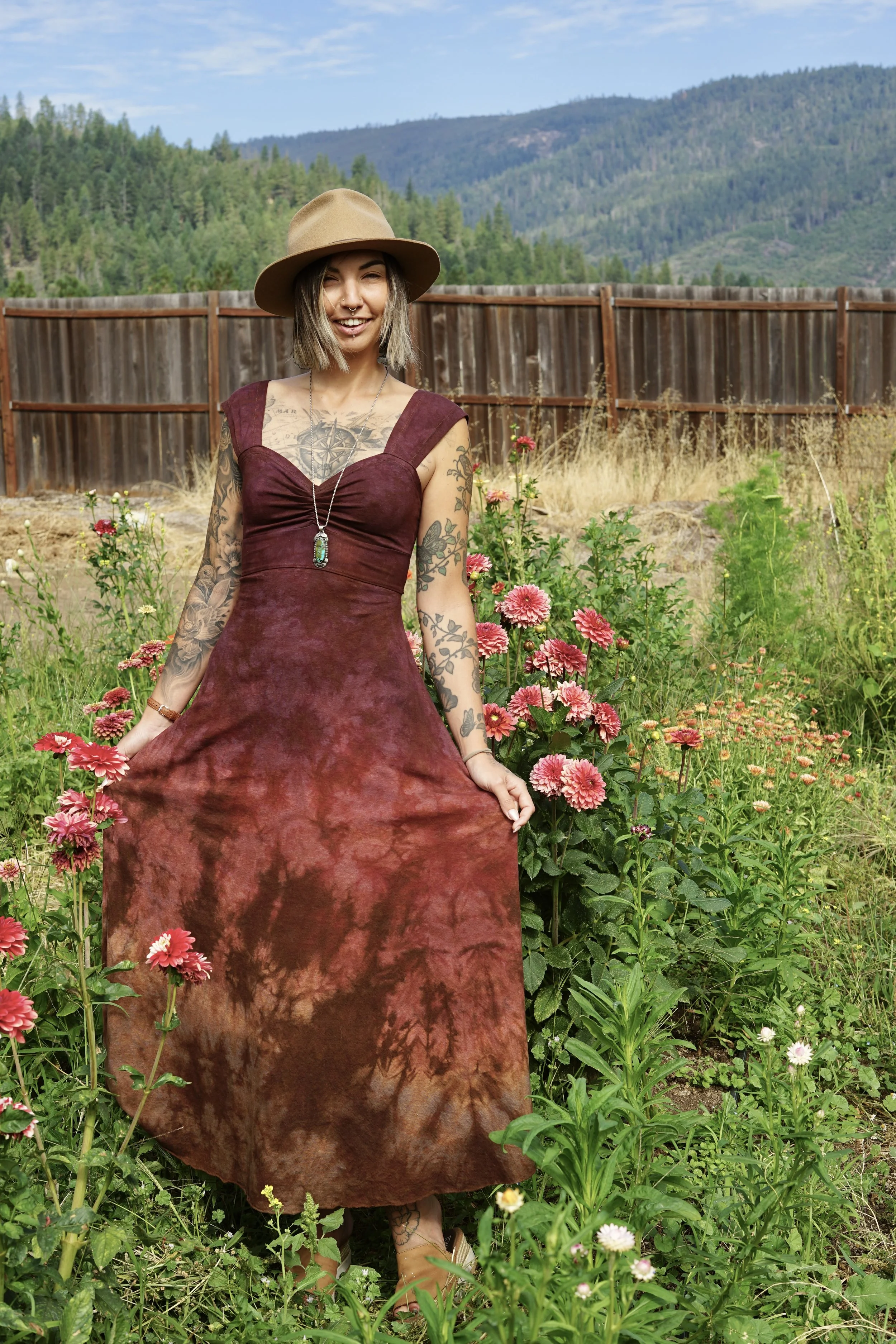 RTS- Lace up Gold Dust Gown in 'Mystery Lady Dahlia'