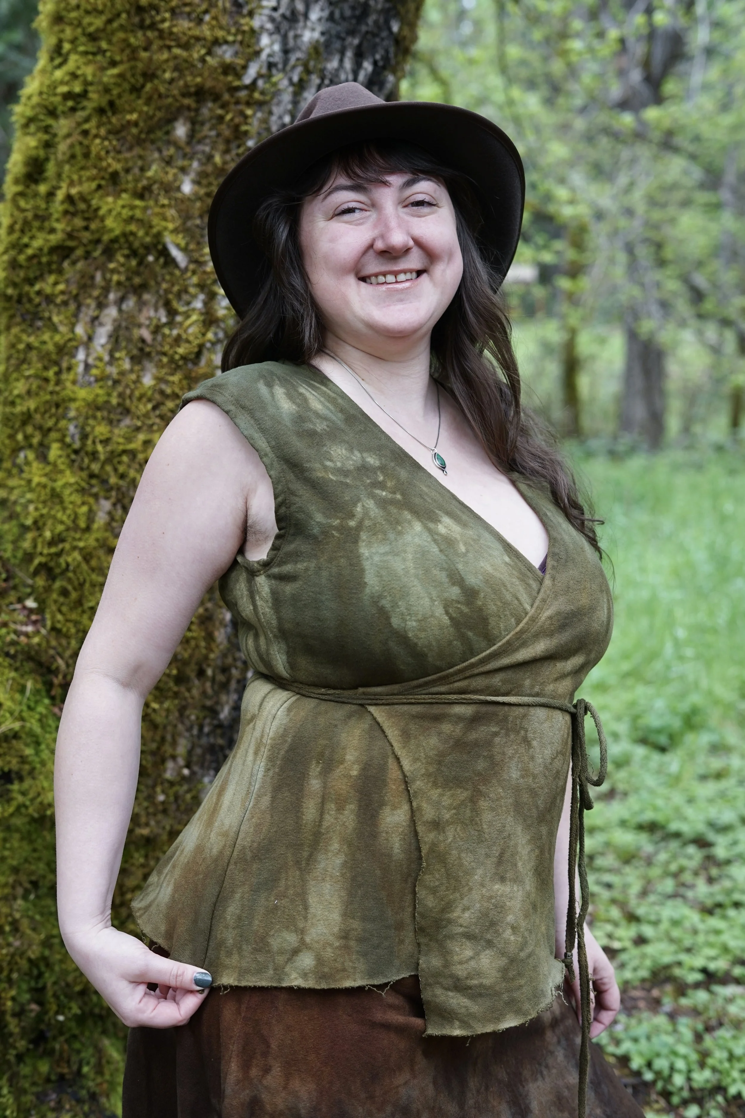 RTS- Half Moon Wrap Top in 'Pine into Olive'