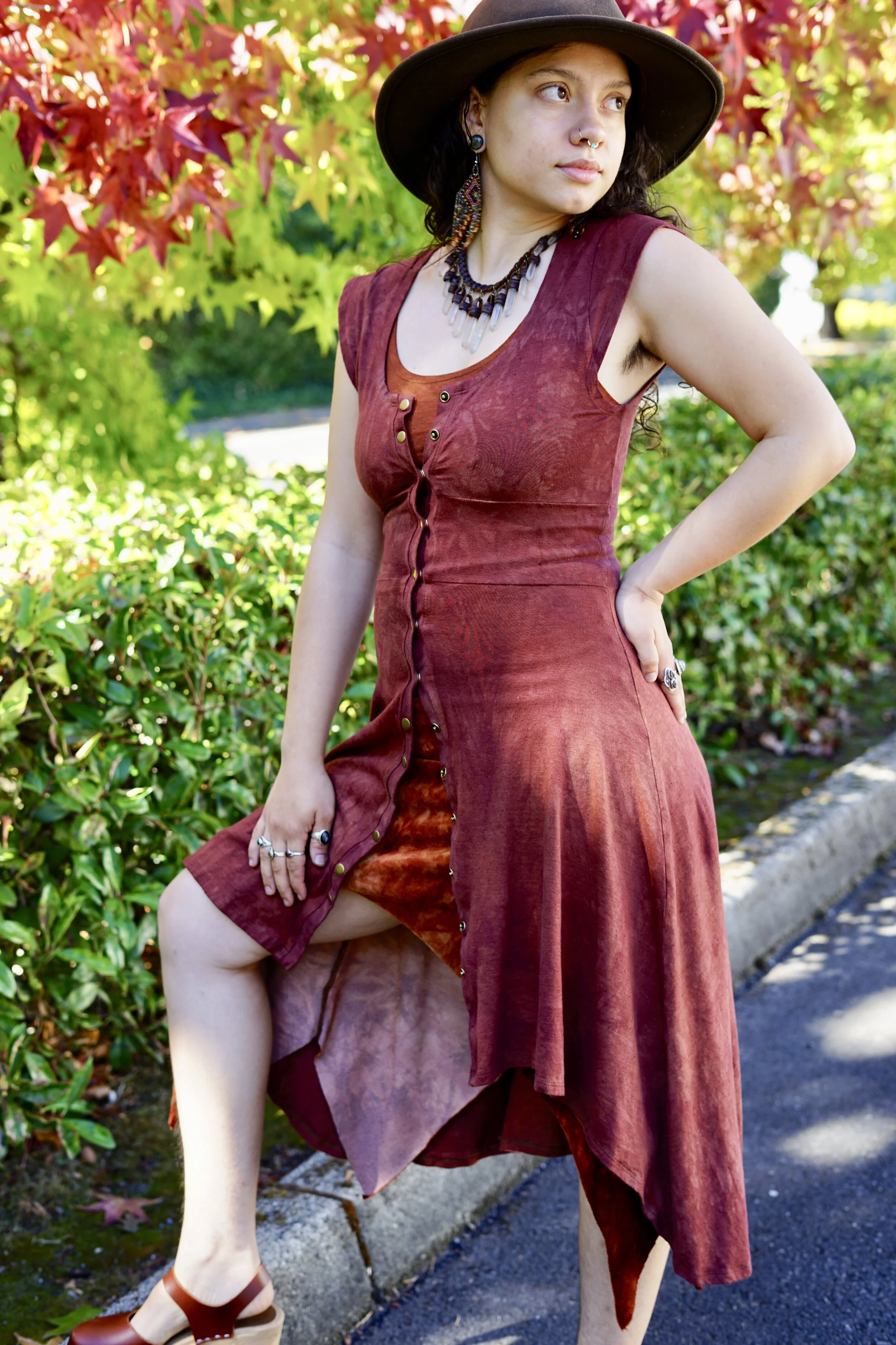 MTO SCHISANDRA Hi Low Snap Dress in Hemp Blends