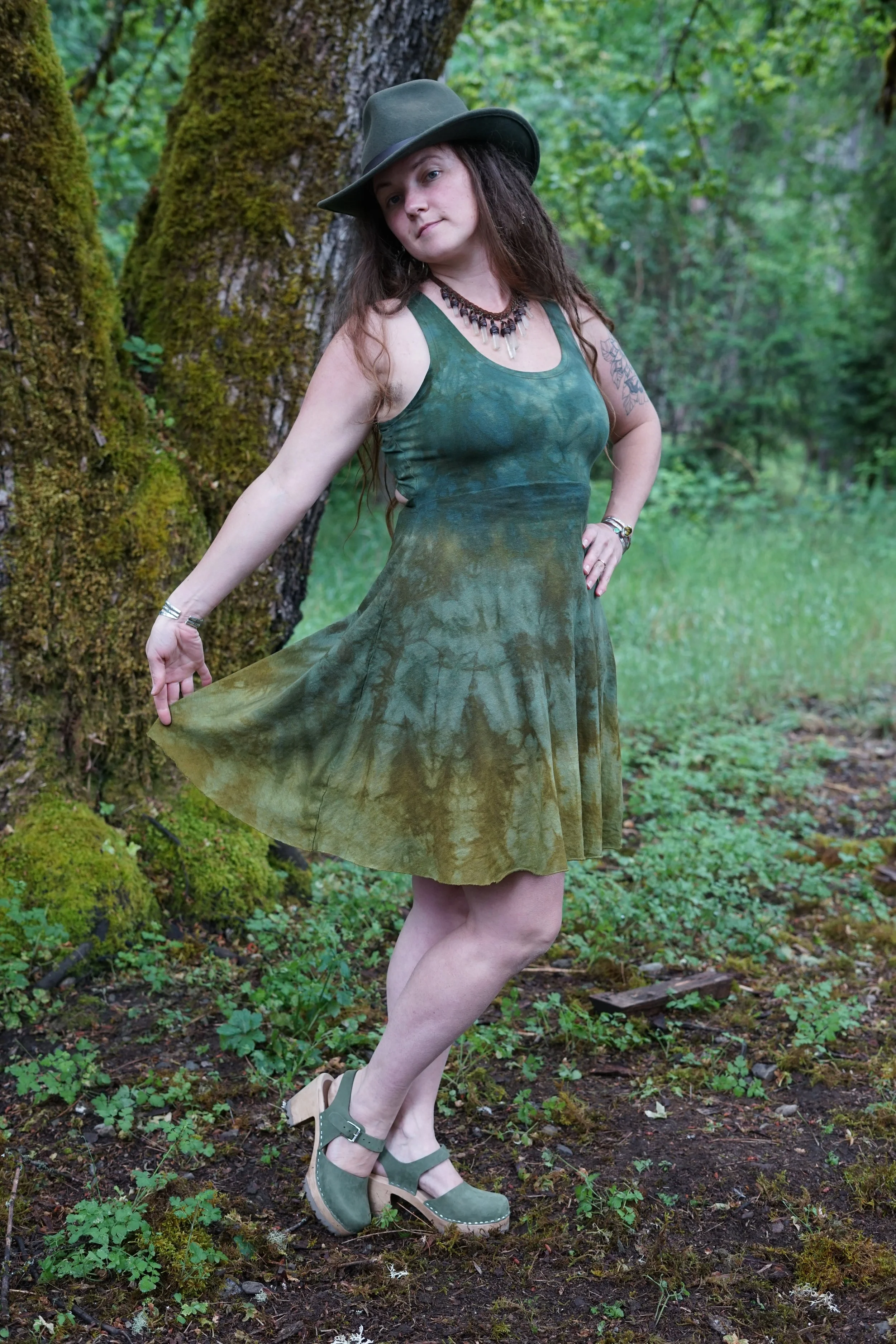 RTS- Alchemilla Open Back Skater Dress in 'Derado'