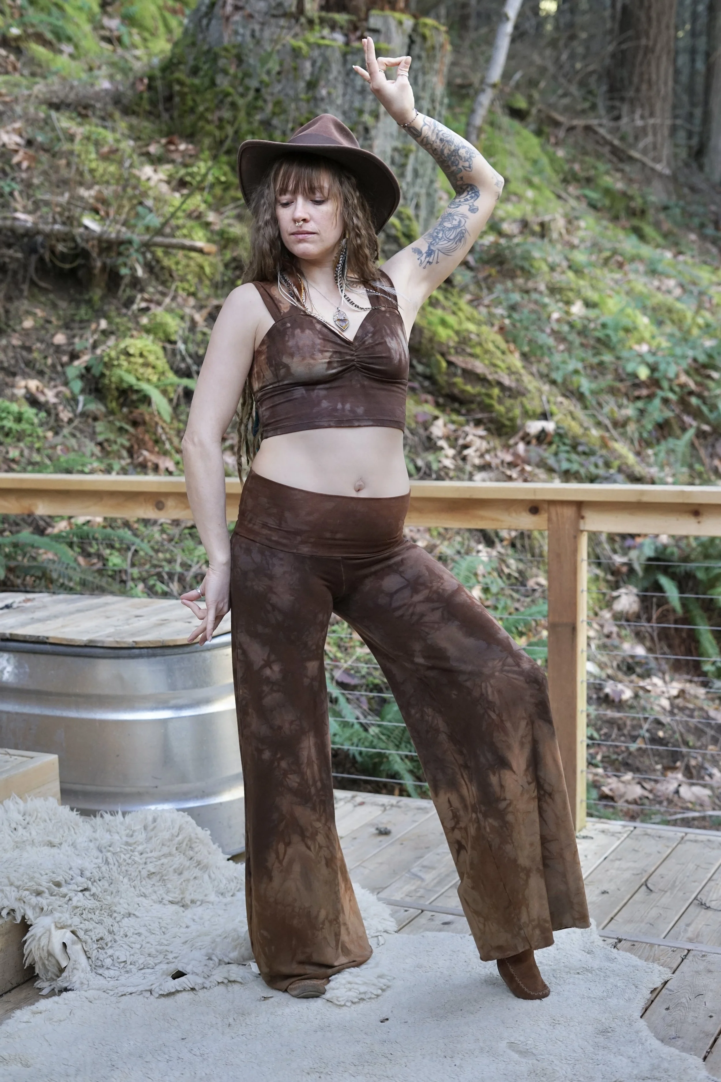 RTS- Rose Petal Wide Legs in 'Mocha Chai Fade'