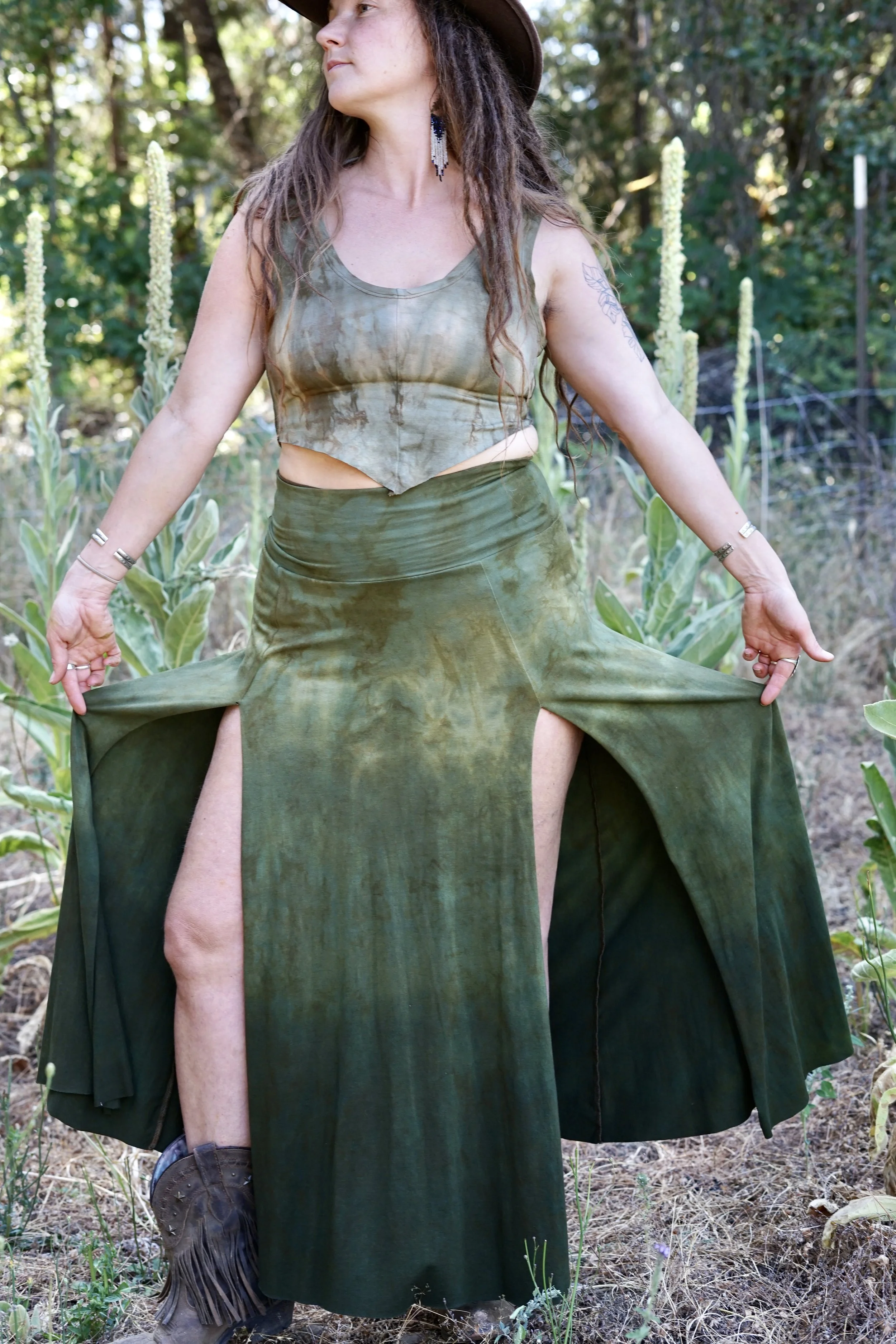 MTO- Calla Lily Dual Slit Spinner Skirt