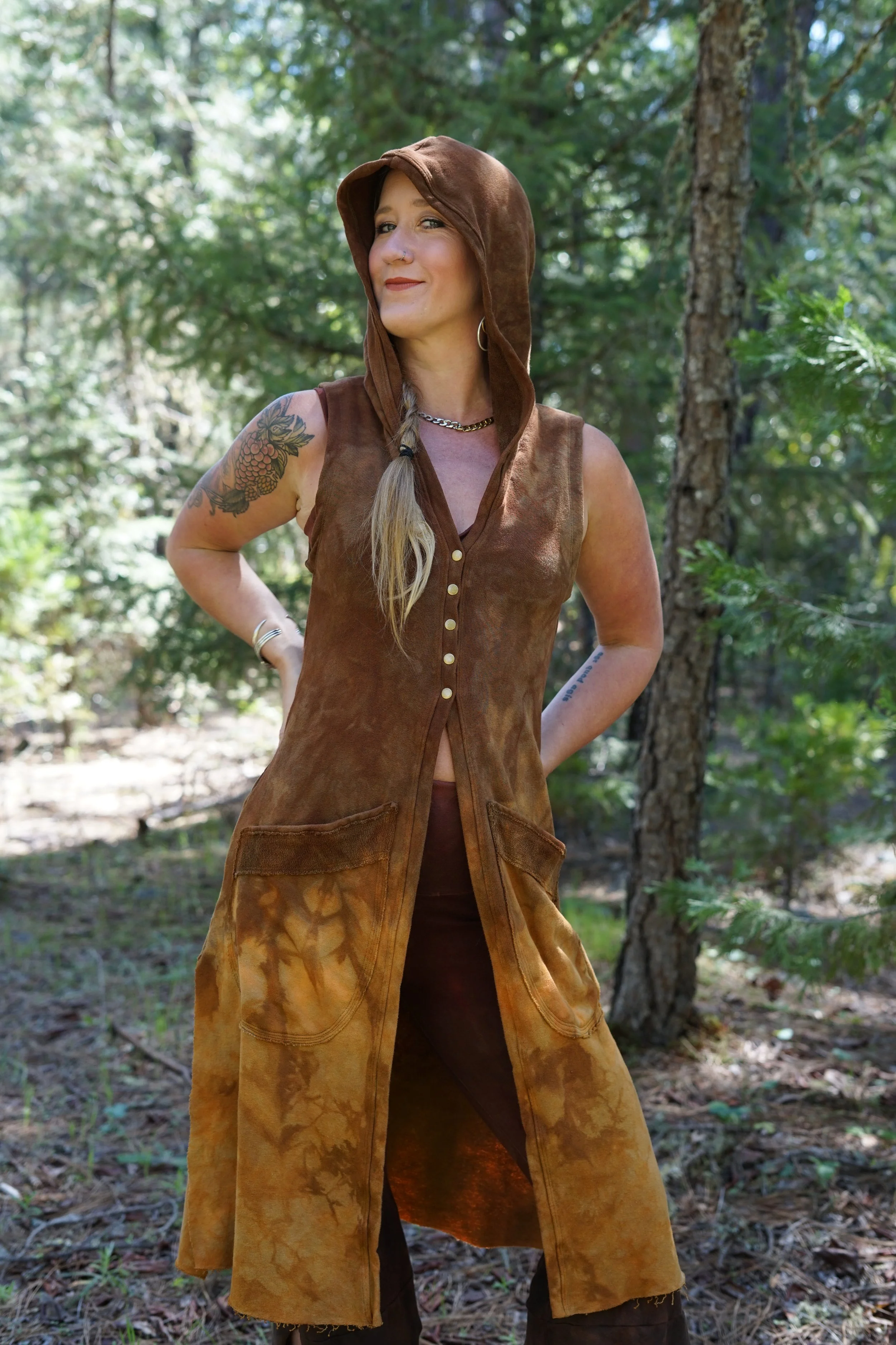 RTS- Hooded Shire Vest in 'Brown Butter'