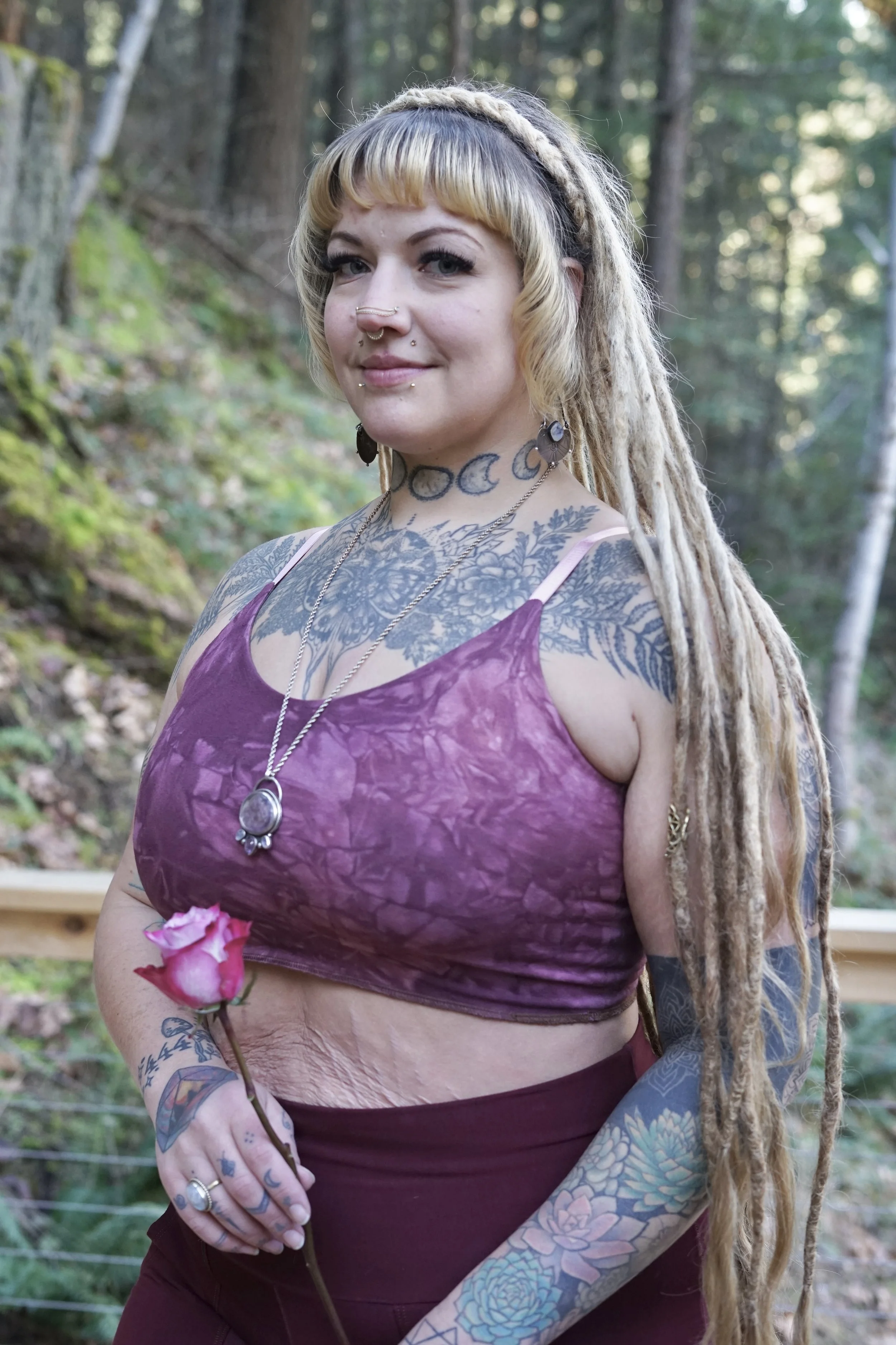 RTS- Reversible Amora Crop Top in Bleeding Heart Pink & Walnut