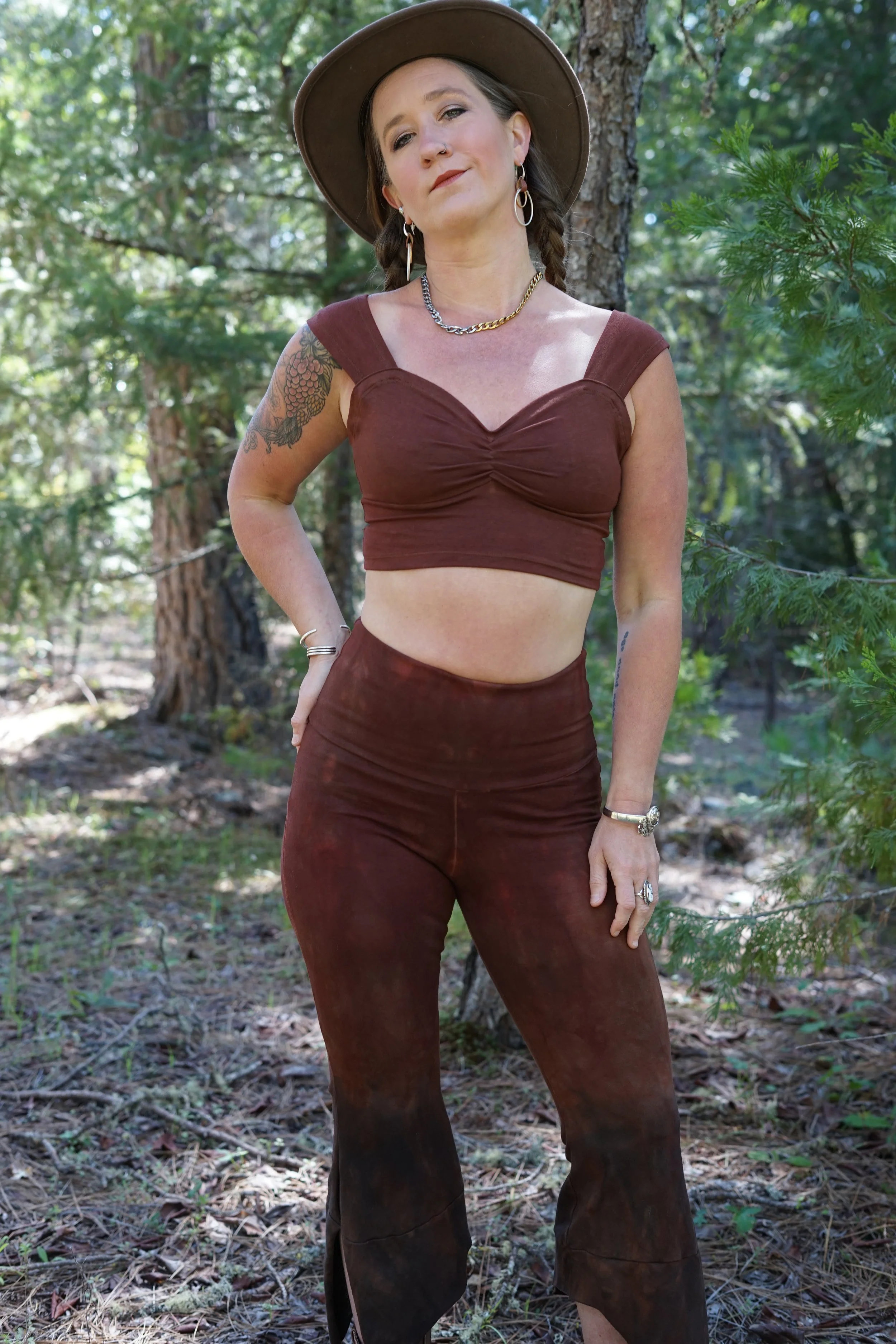 RTS- Gold Dust Crop in 'Burnt Merlot'