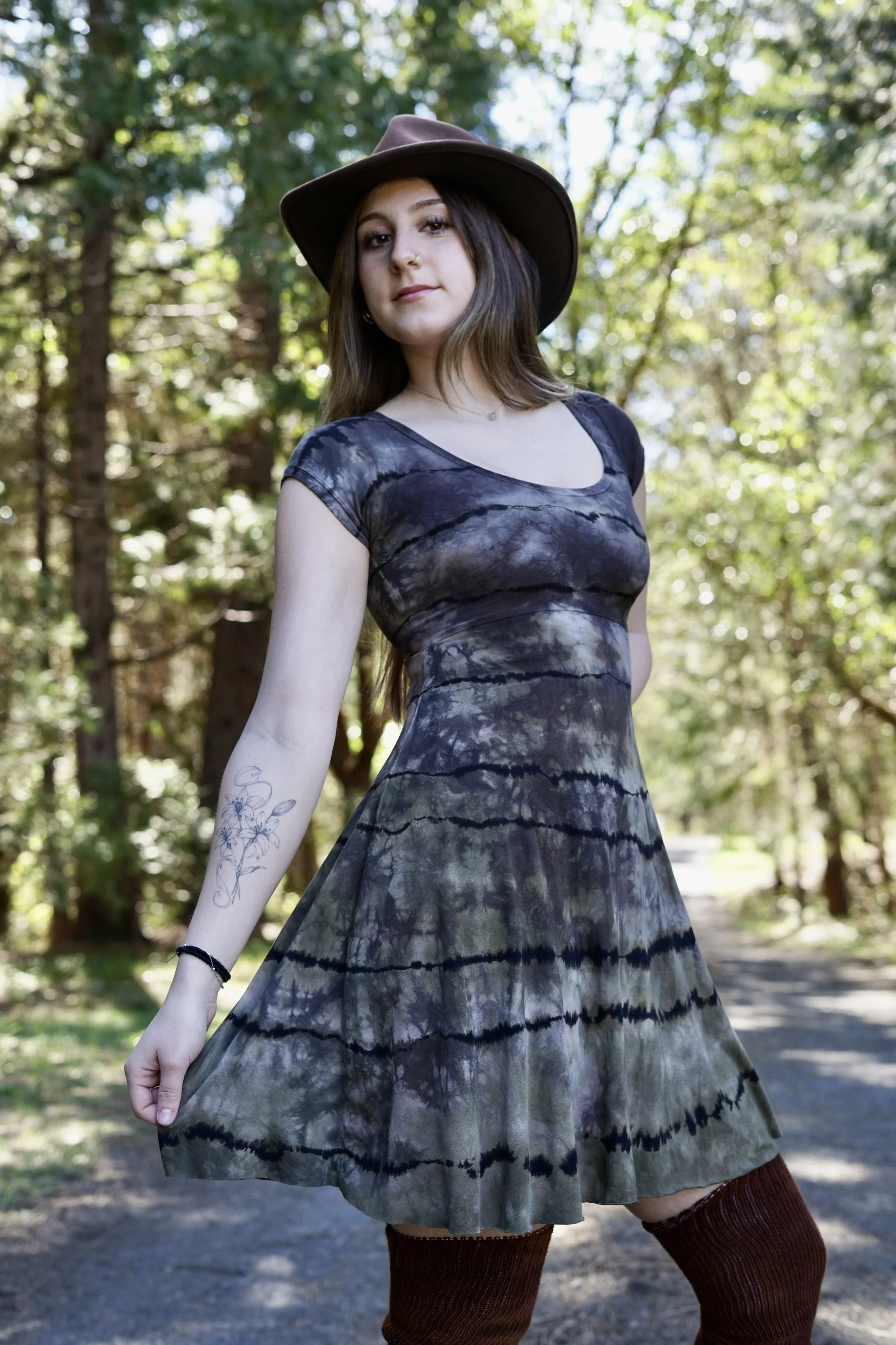 RTS- Skater T-shirt dress in Coastal Skies