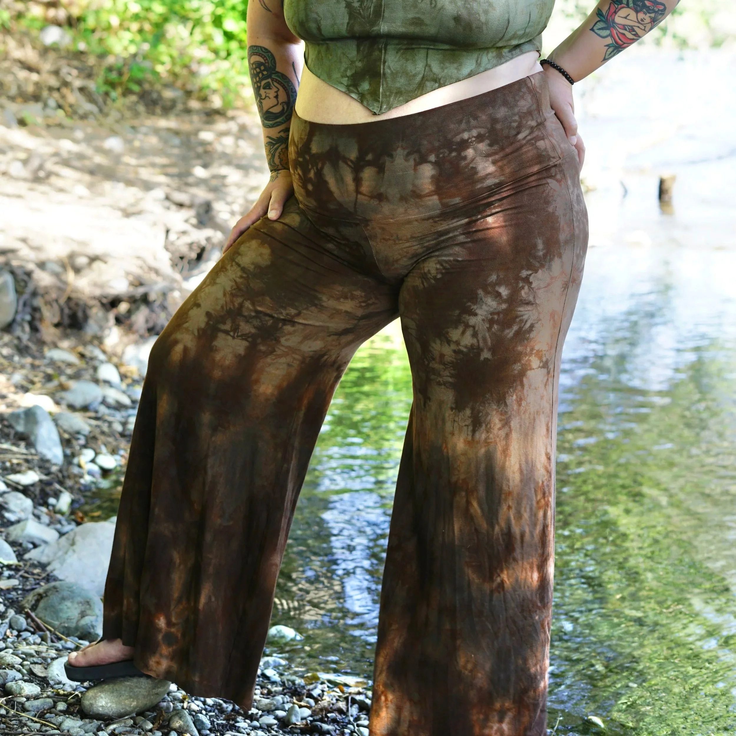 RTS- Rose Petal Wide Legs in 'Marbled Coffee'
