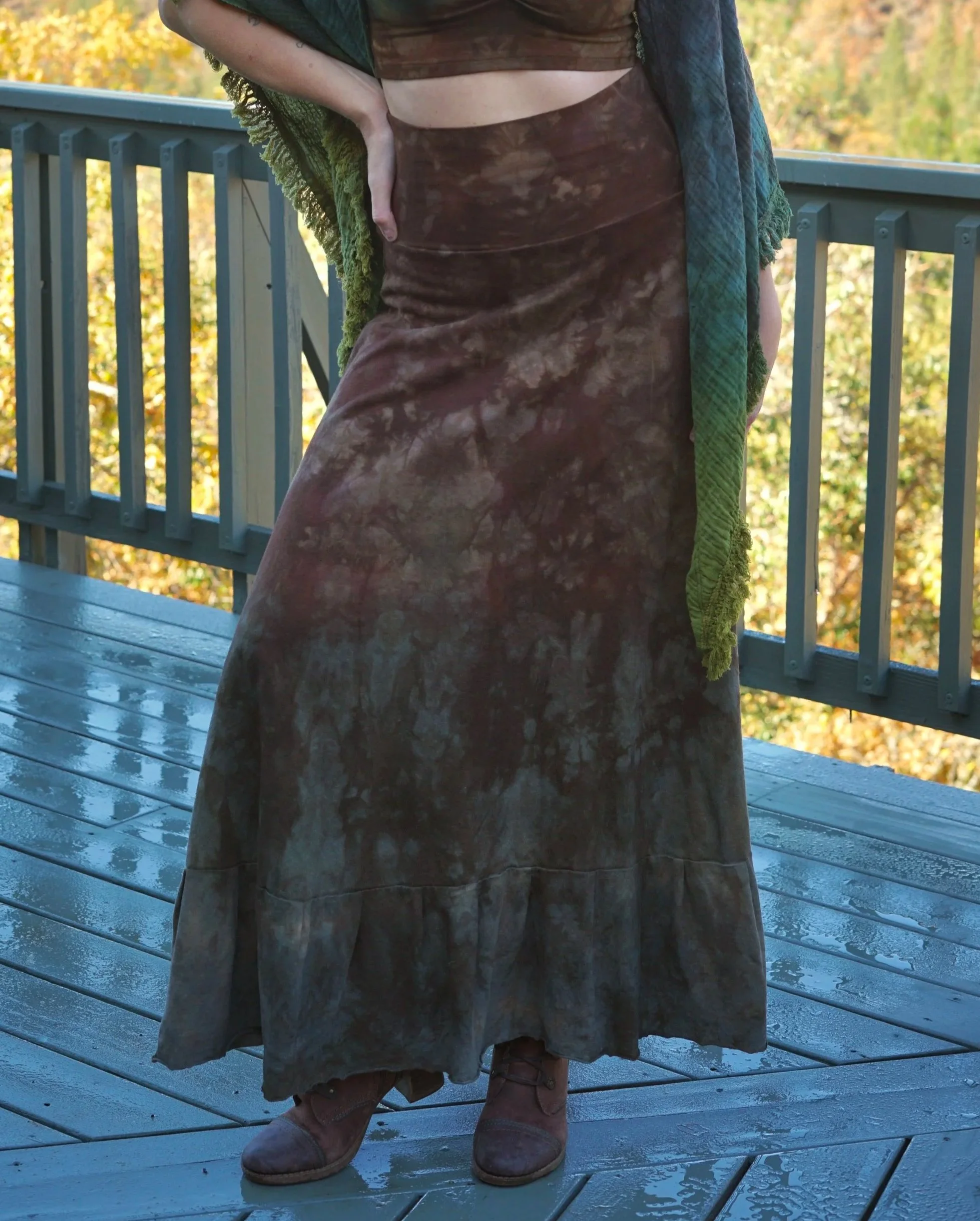 RTS- Tansy Ruffle Petticoat in 'Walnut > Lagoon'