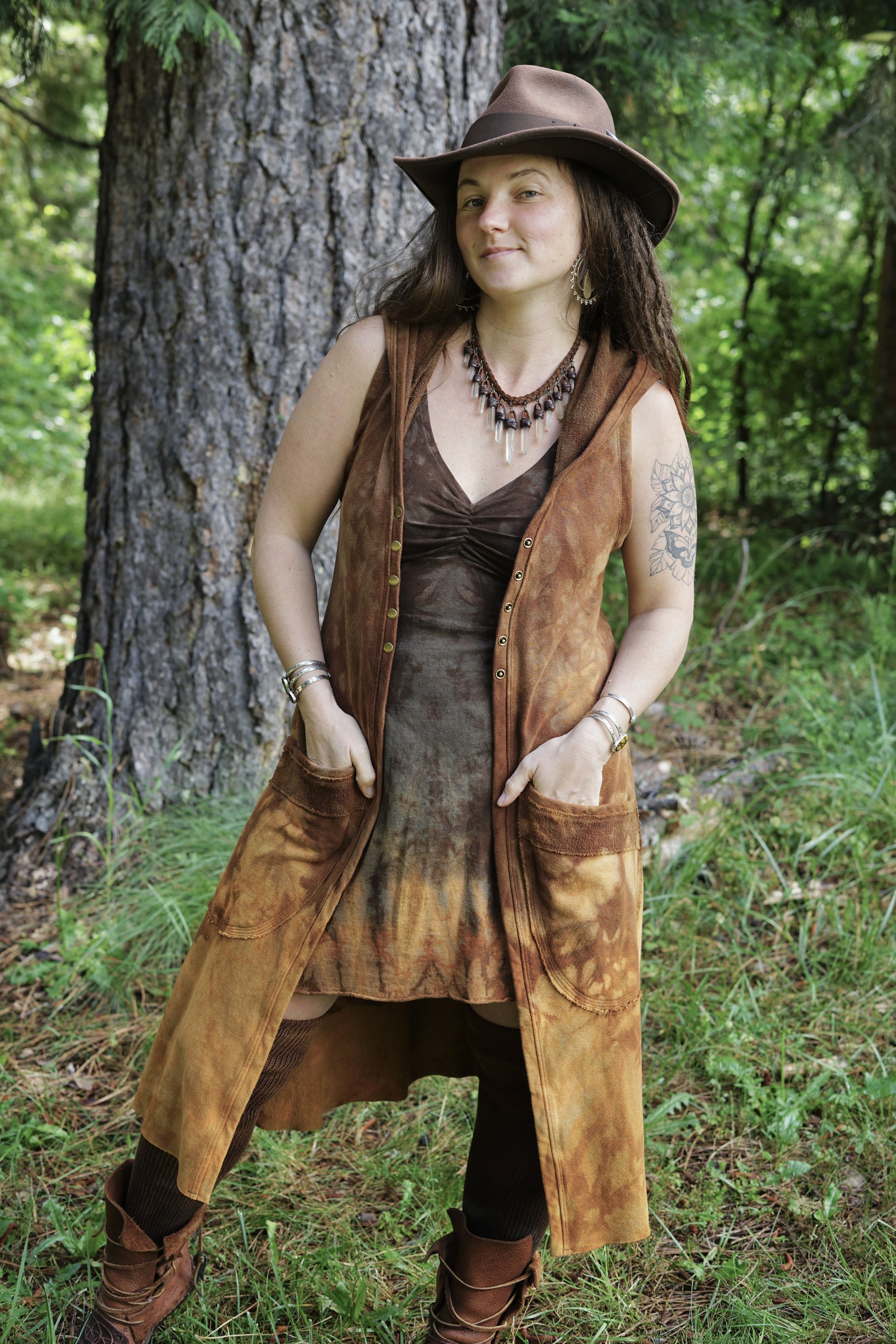 RTS- Hooded Shire Vest in 'Brown Butter'