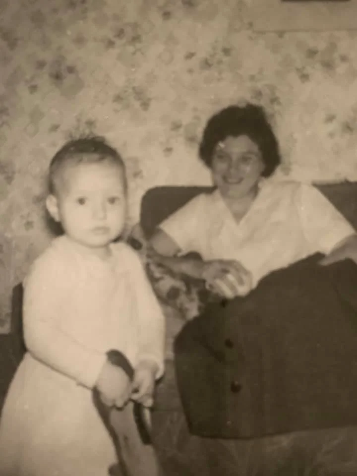 old photo of mother and baby