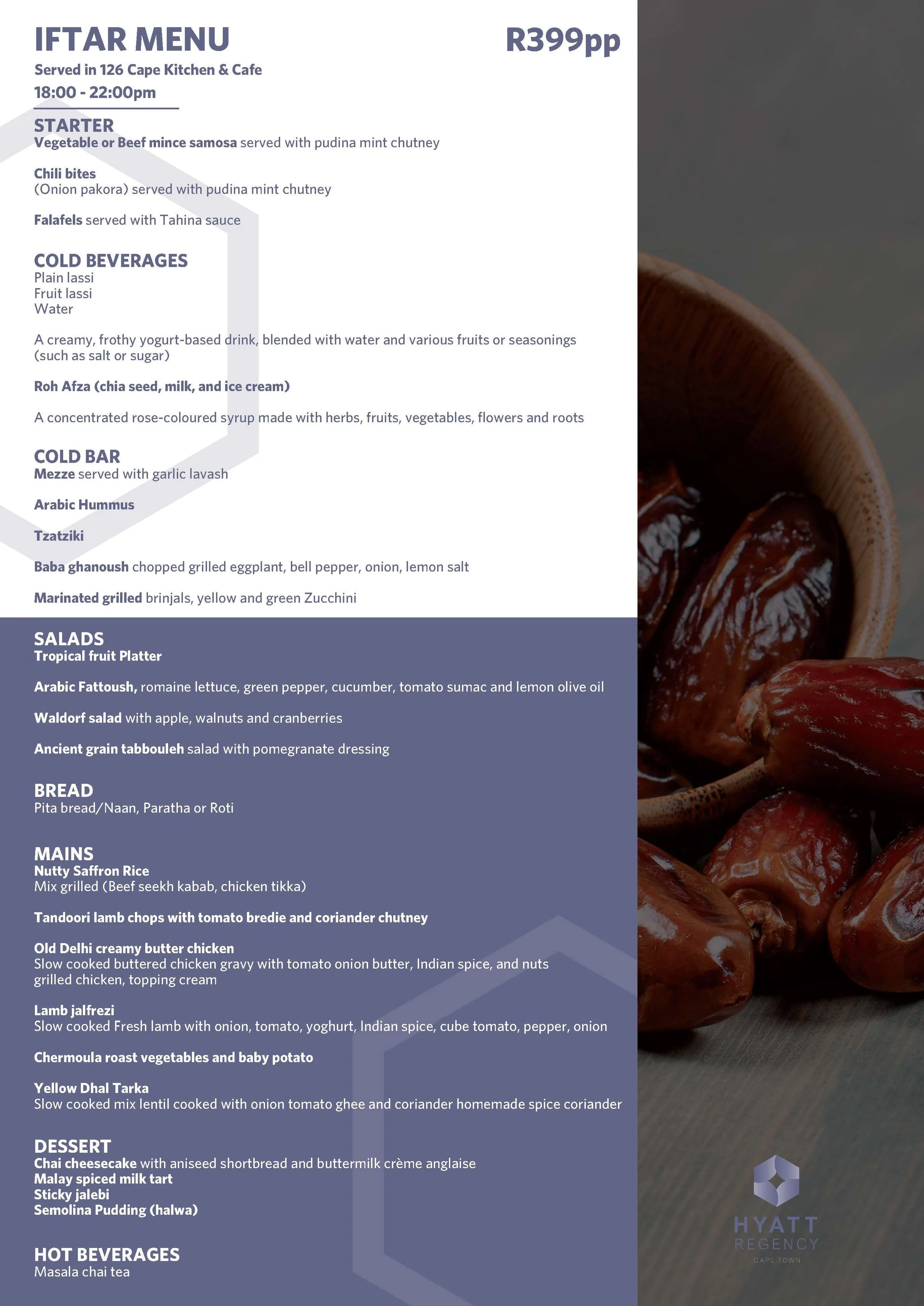 Cape Town restuarants serving iftars