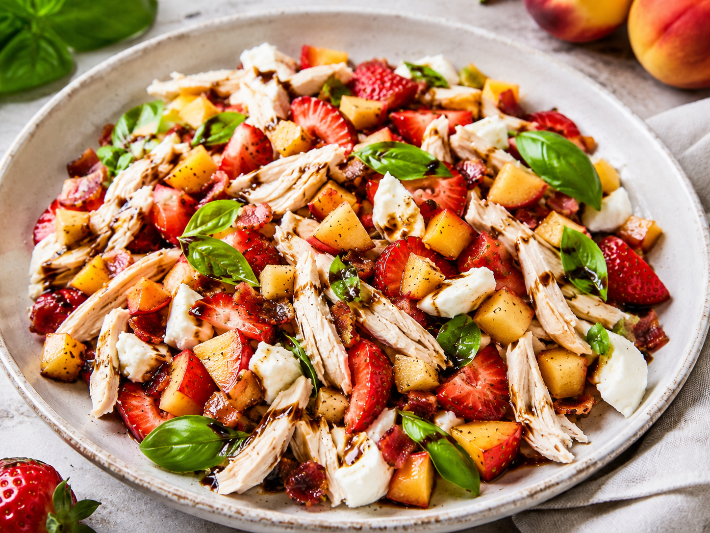 Summer Peach, Strawberry &amp; Chicken Salad