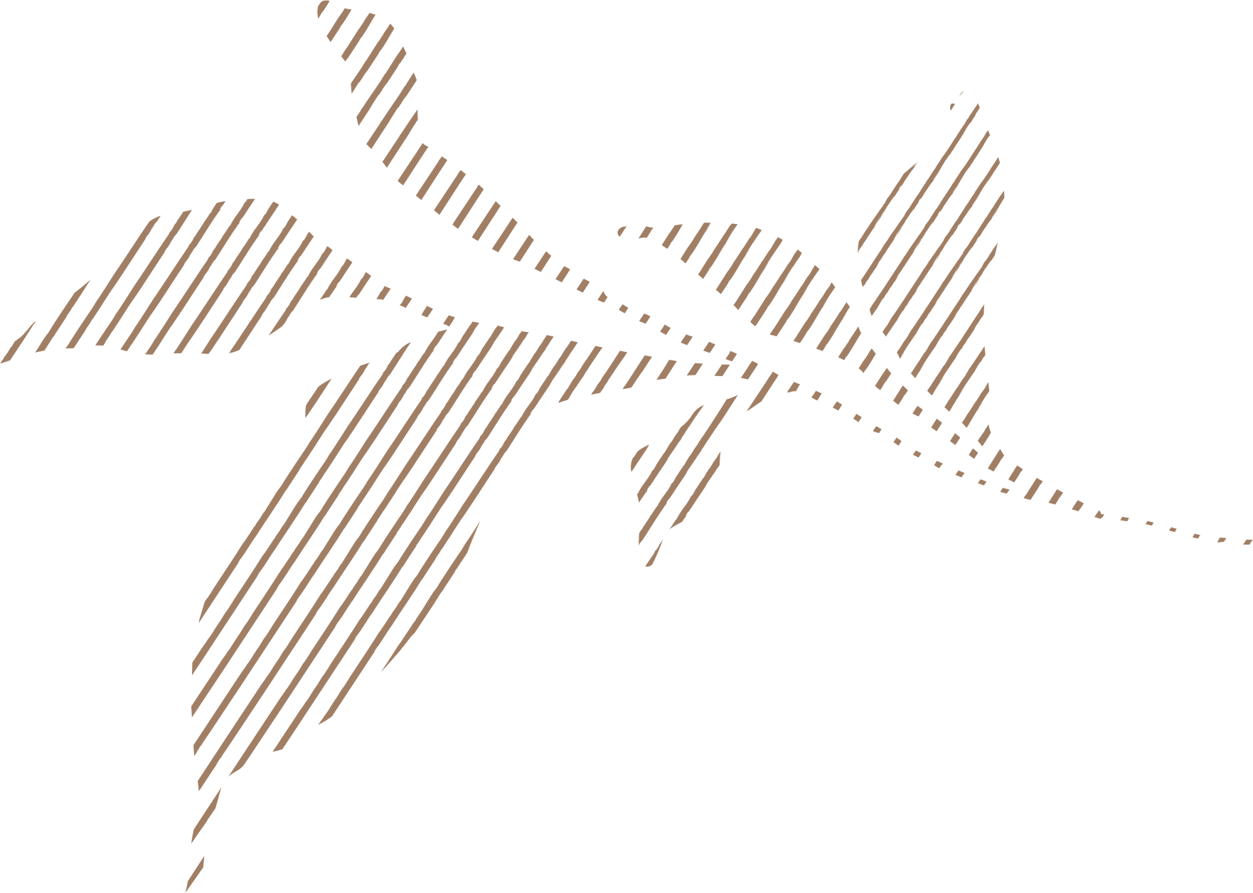 A stylized outline of a person climbing a mountain, depicted with brown lines on a black background.