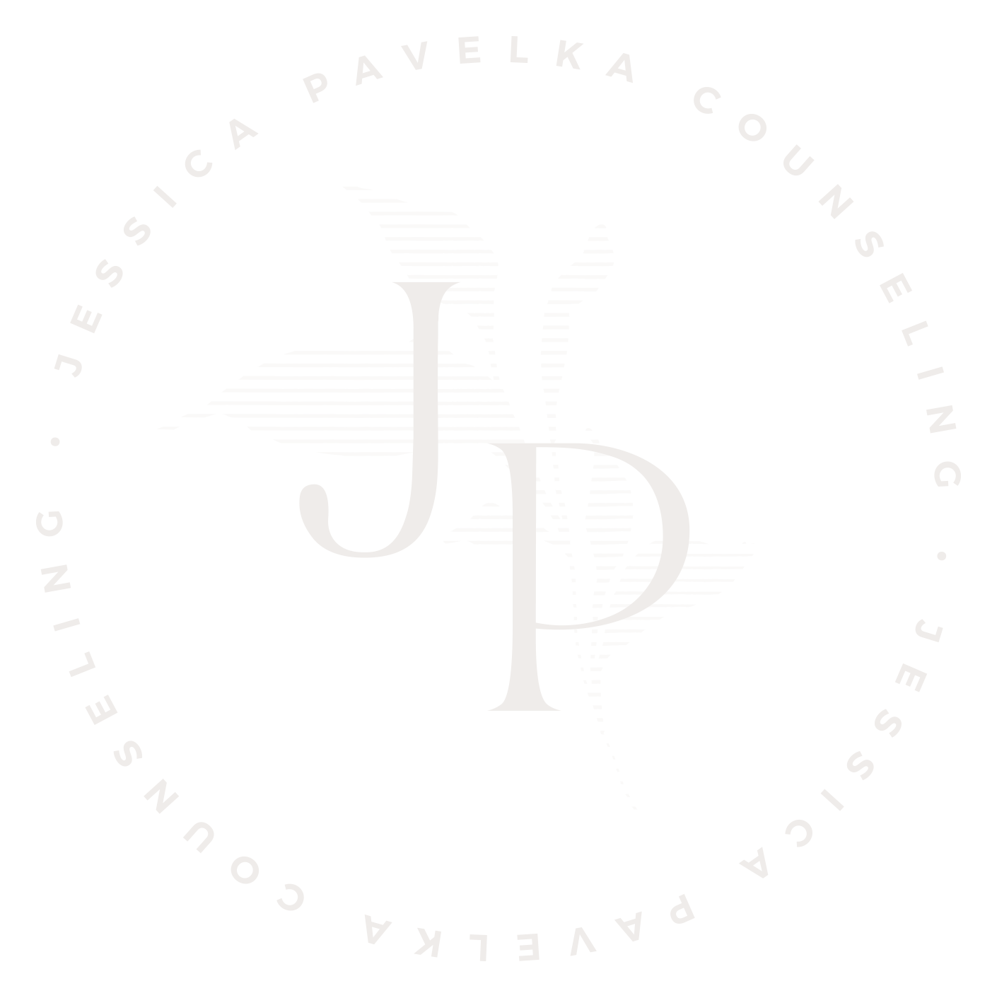 Light-colored logo with the initials J D in stylized font, surrounded by circular text that reads "JESA PAVELKA COUNSELING".
