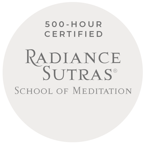 Circle logo for Radiance Sutras School of Meditation, 500-hour certification.