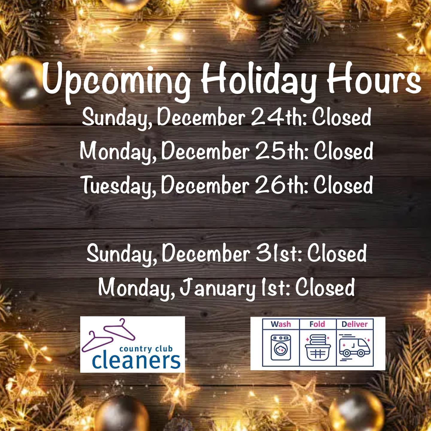 Happy Holidays! We will be closed Sunday through Tuesday for Christmas. Stores are back open on Wednesday and route service will resume! 

We are closed Sunday-Monday for New Years and will be back open on Tuesday for regular store hours and route se