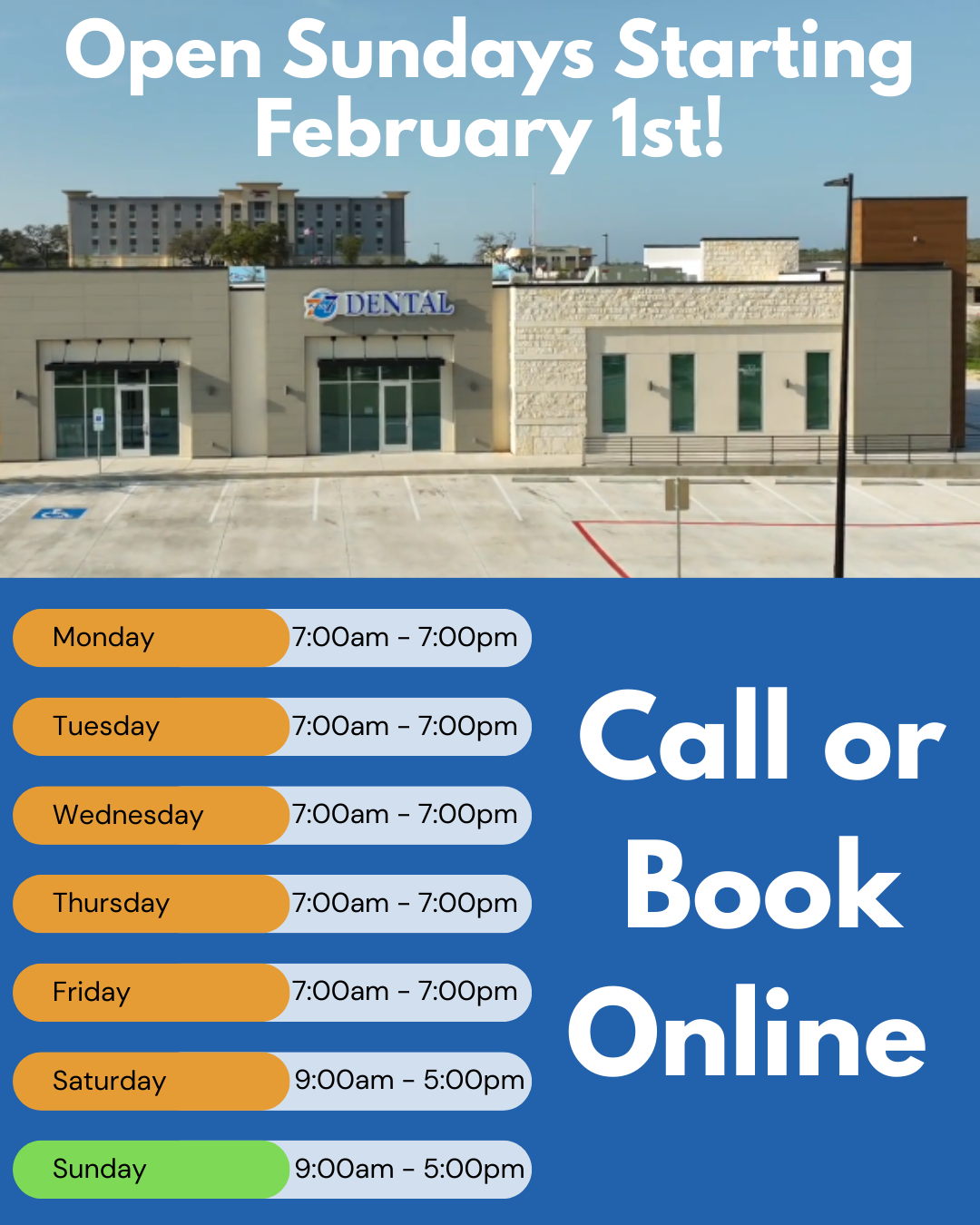 Dentist Open Sunday in Bulverde &amp; Spring Branch, TX