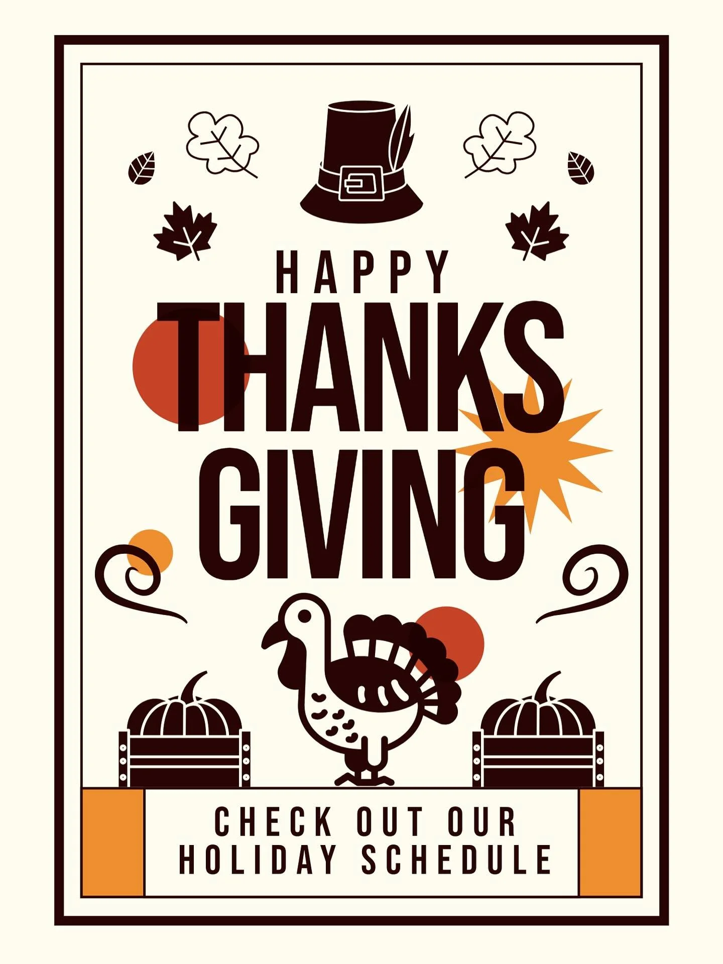 We love to start our Thanksgiving Day with all of you! Please be aware we will be running a modified schedule over the Thanksgiving holiday.

🦃Wednesday 11/26🦃
Morning Classes Are ON
All Evening Classes Canceled.

🍁🍗Thursday 11/27 (Thanksgiving D