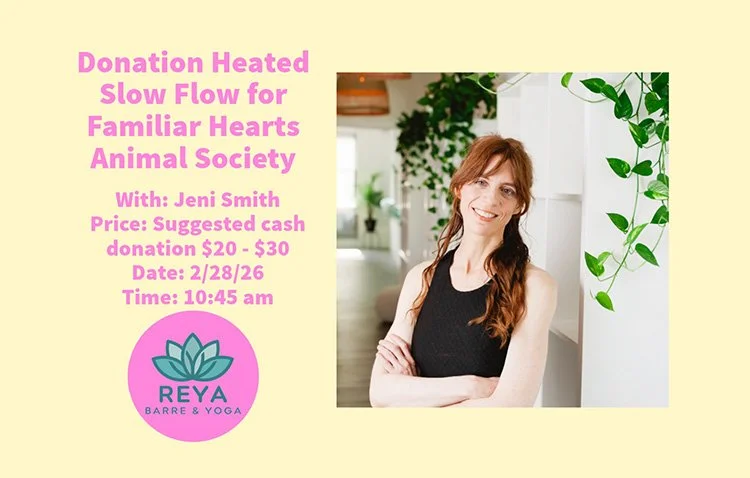 Join us for our next donation class benefiting Familiar Hearts Animal Society.