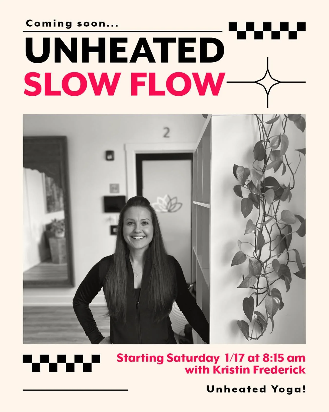 We have gotten a lot of requests for non-heated yoga 🧘&zwj;♀️ and now it&rsquo;s coming soon! Join @kfredyoga every Saturday morning starting 1/17 at 8:15 am for a room temp slow flow in our Pilates/Barre room. 

We love @kfredyoga slow flow, so we 