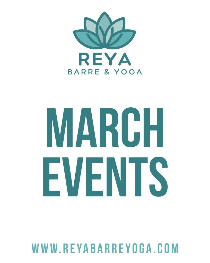 Coming soon 🔜 join us for our March events! 

❤️&zwj;🔥 @takeabreakfromcancer donation class with @elliegiorittenhouse on March 15th at 4:00 pm

❤️&zwj;🔥 Family Yoga with @karenconicelli on March 22nd at 1:00 pm

Sign up at www.reyabarreyoga.com 
#