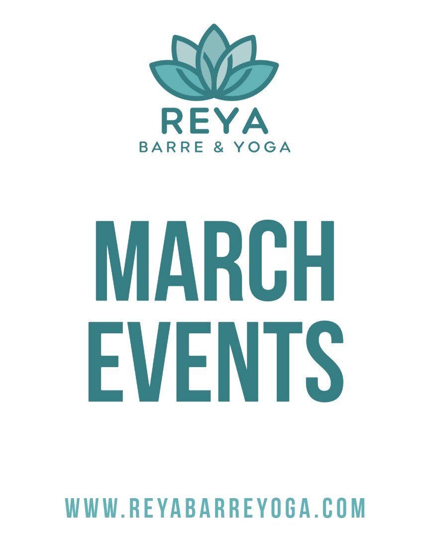 Coming soon 🔜 join us for our March events! 

❤️&zwj;🔥 @takeabreakfromcancer donation class with @elliegiorittenhouse on March 15th at 4:00 pm

❤️&zwj;🔥 Family Yoga with @karenconicelli on March 22nd at 1:00 pm

Sign up at www.reyabarreyoga.com 
#