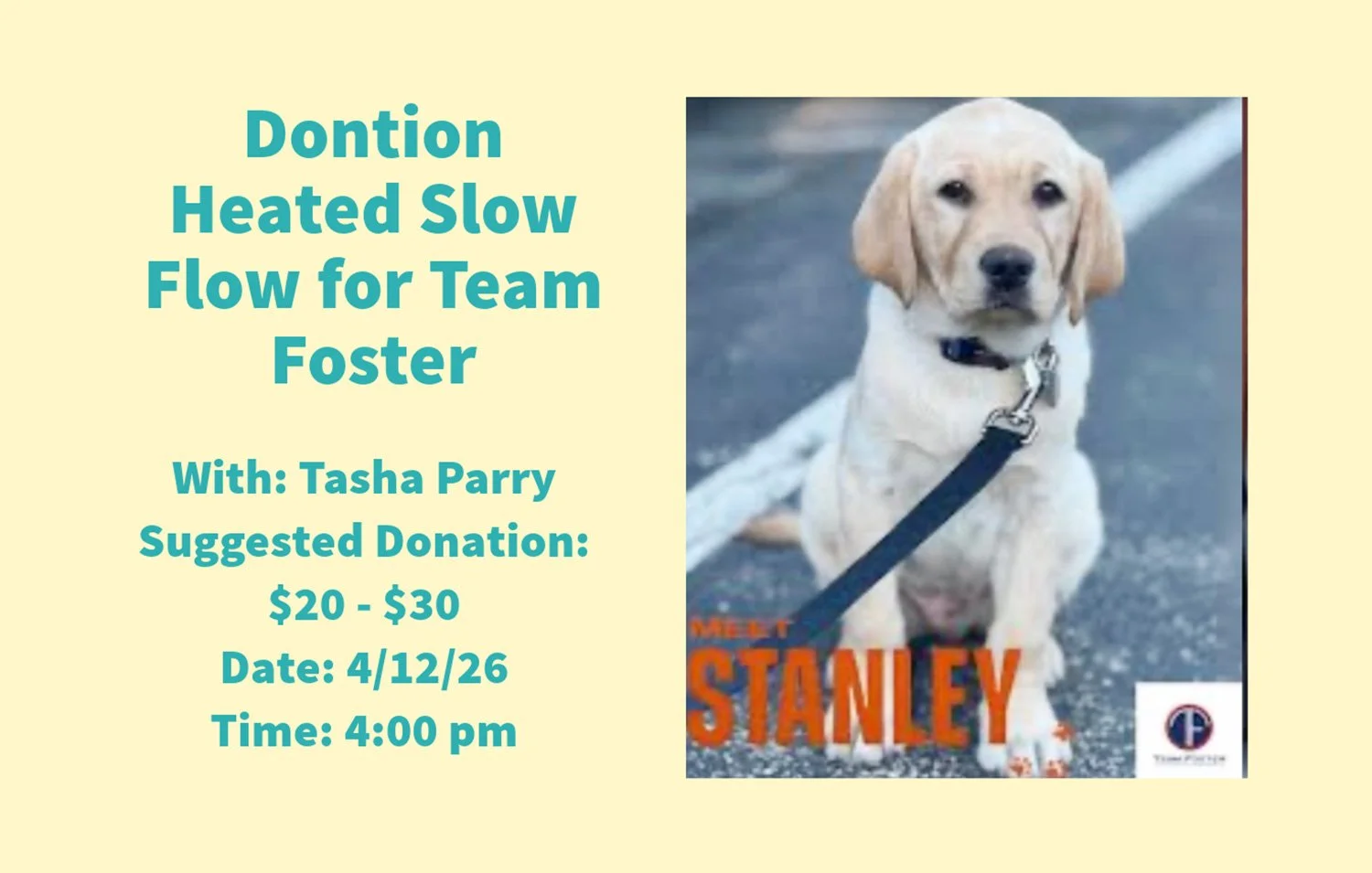 Donation Heated Slow Flow Benefiting Team Foster