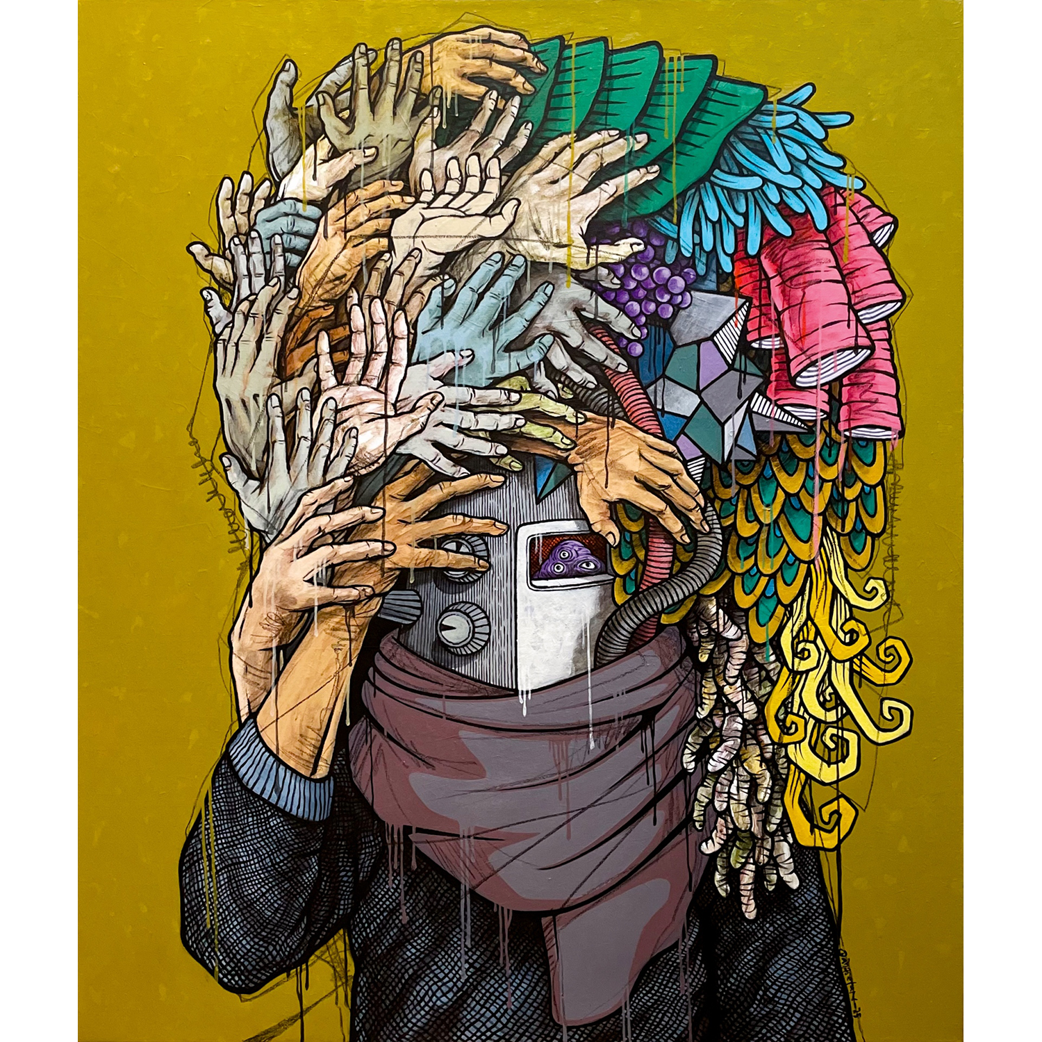 Anas Etan
“Constantly On My Mind”, 
acrylic, pencil on canvas., 2025, 40˝ x 34˝